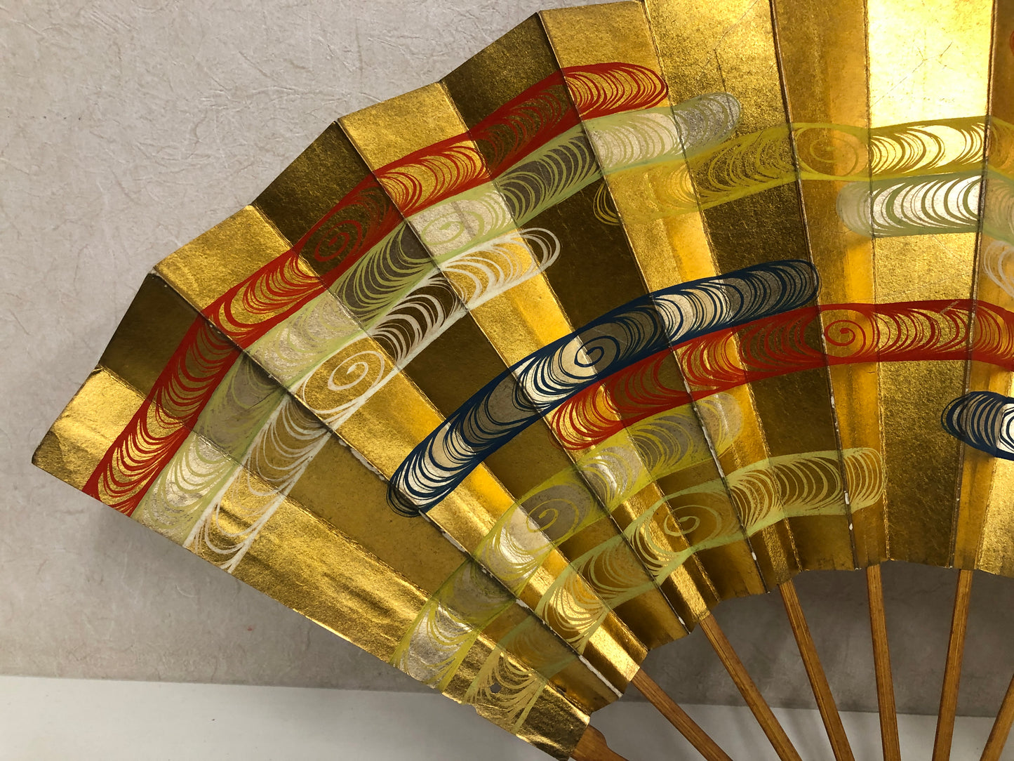 Y4076 SENSU Dancer's Fan golden Japan antique vintage kimono accessory