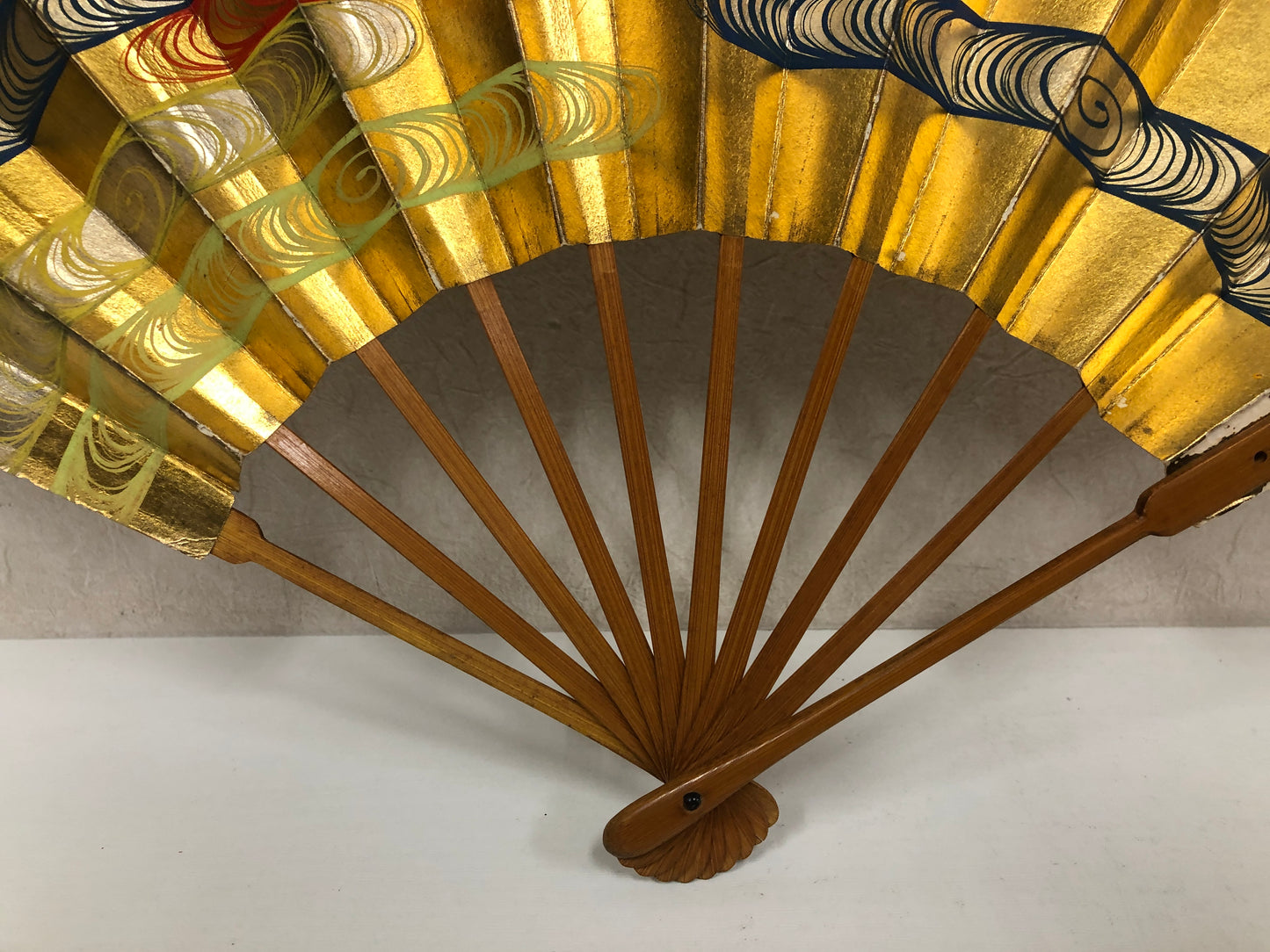 Y4076 SENSU Dancer's Fan golden Japan antique vintage kimono accessory