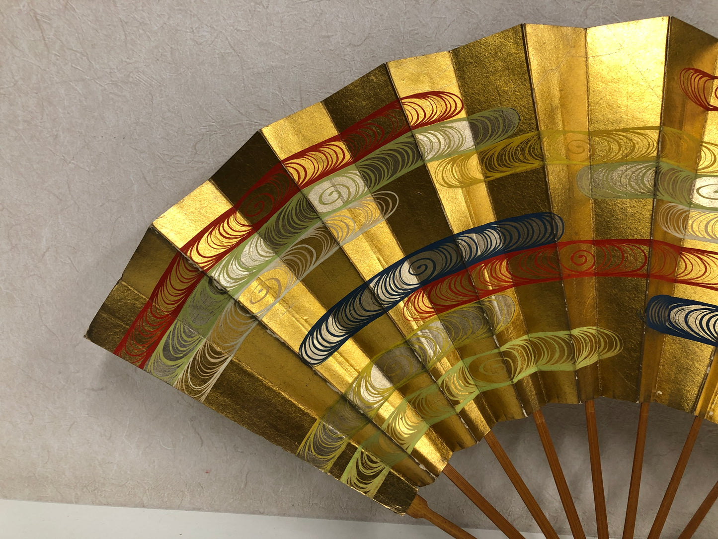 Y4076 SENSU Dancer's Fan golden Japan antique vintage kimono accessory