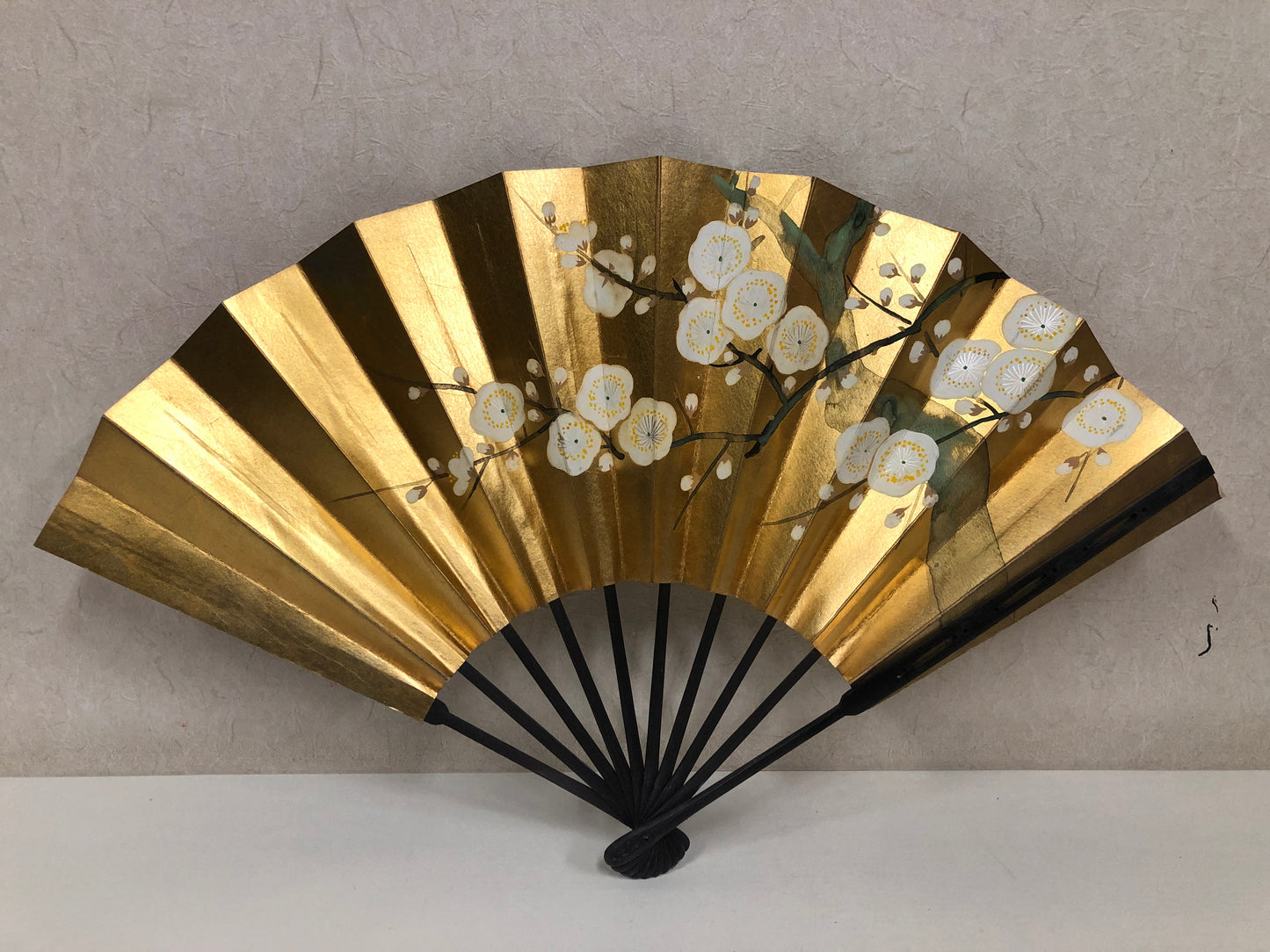 Y4078 SENSU Dancer's Fan plum blossom Japan antique vintage kimono accessory