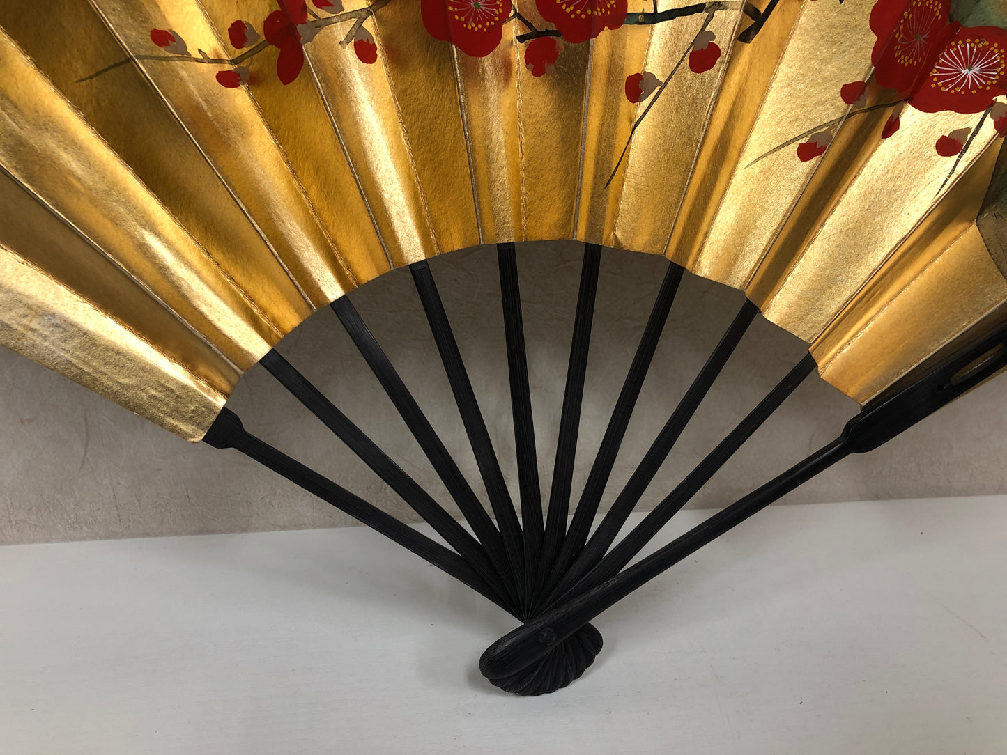 Y4078 SENSU Dancer's Fan plum blossom Japan antique vintage kimono accessory
