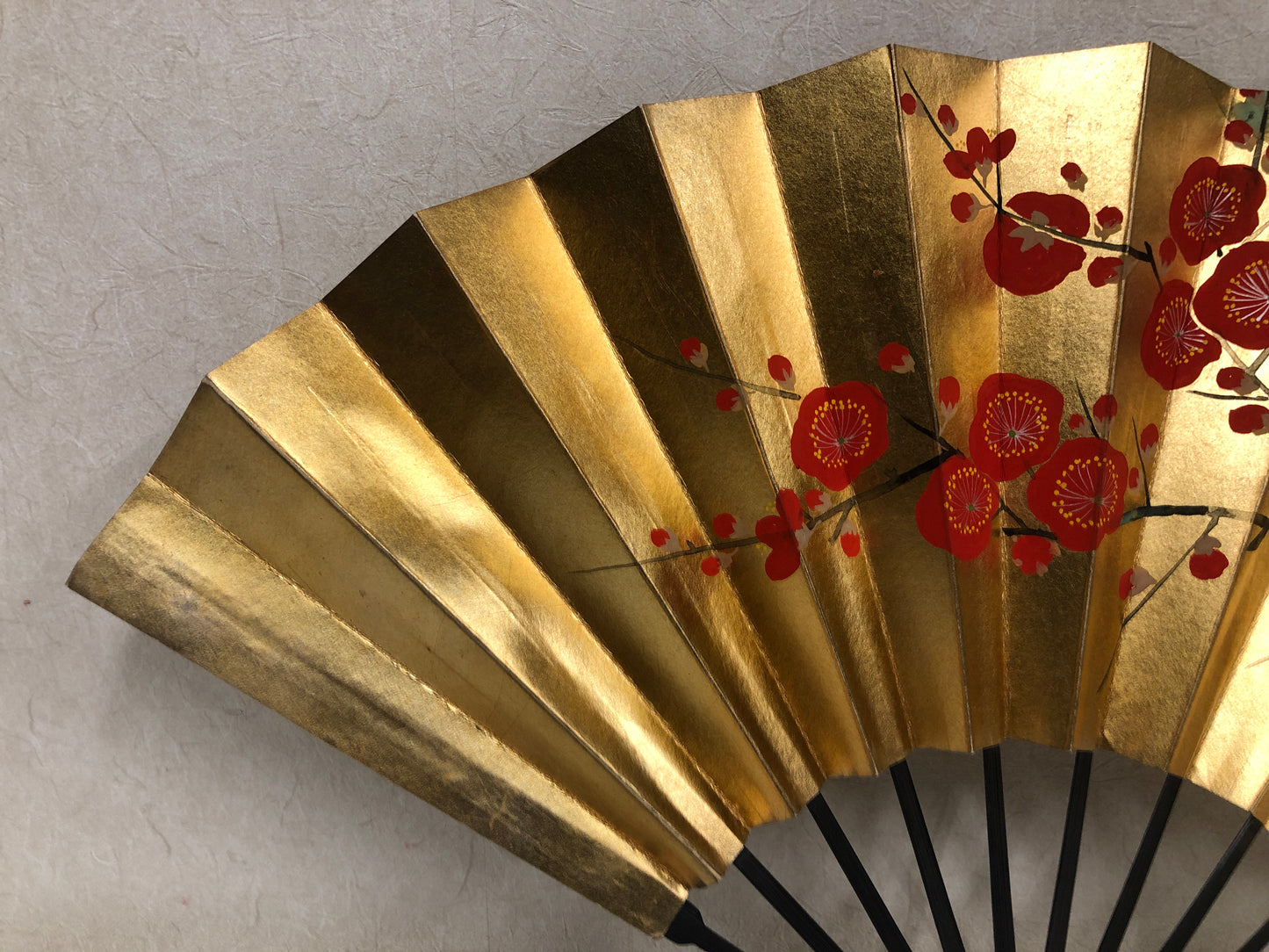 Y4078 SENSU Dancer's Fan plum blossom Japan antique vintage kimono accessory