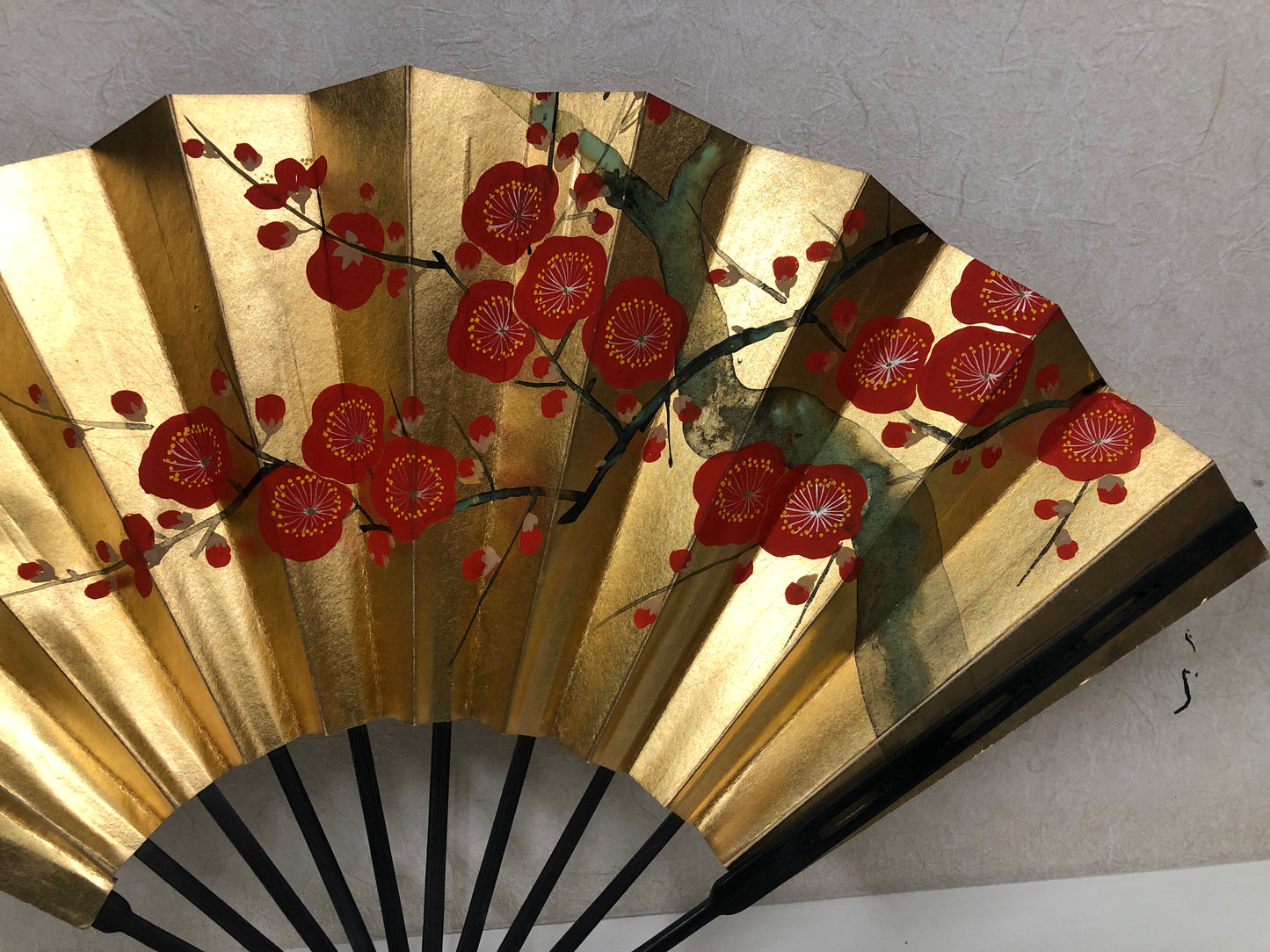Y4078 SENSU Dancer's Fan plum blossom Japan antique vintage kimono accessory