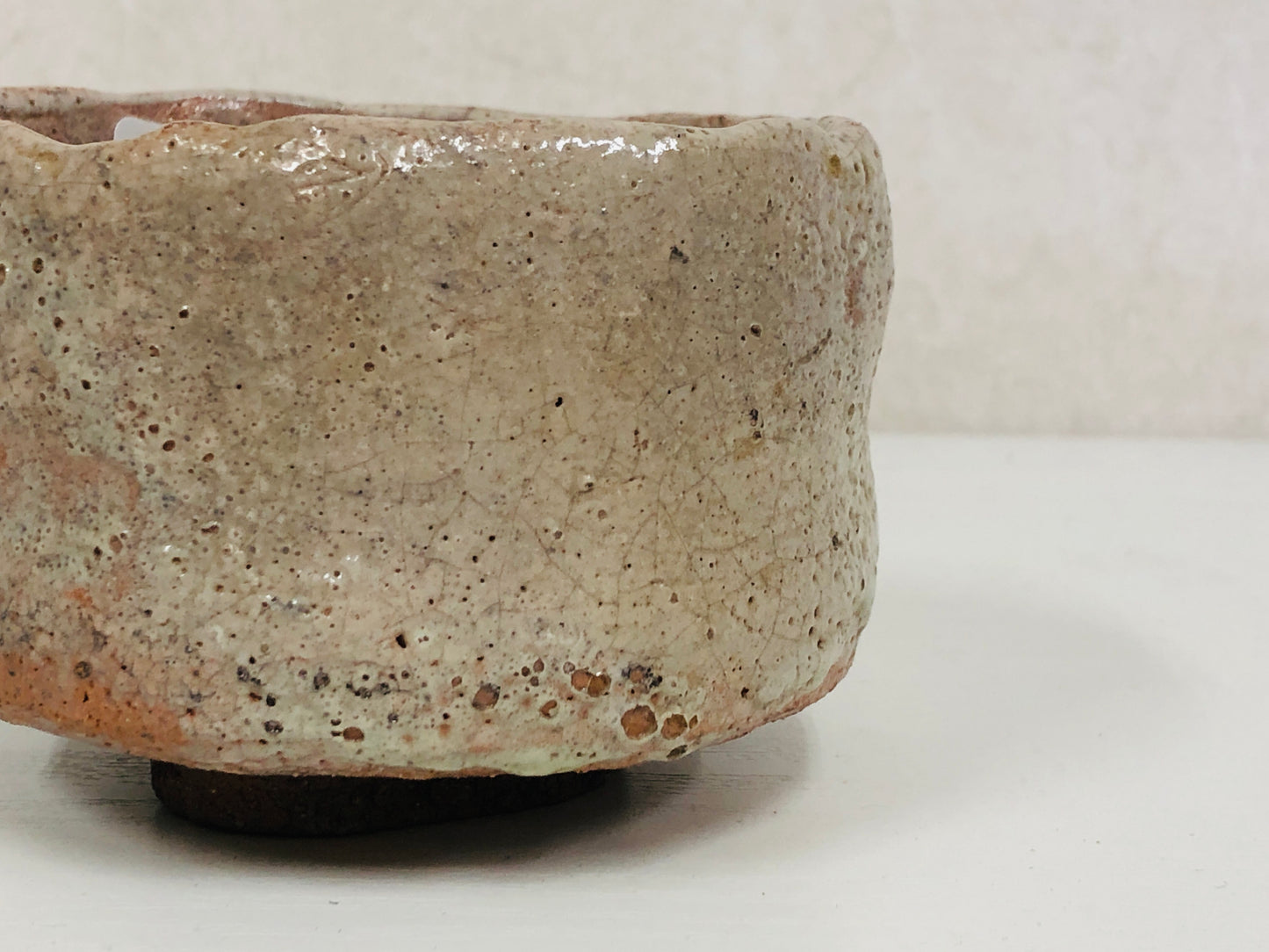 Y4110 CHAWAN Raku-ware Red small Japan antique tea ceremony pottery bowl