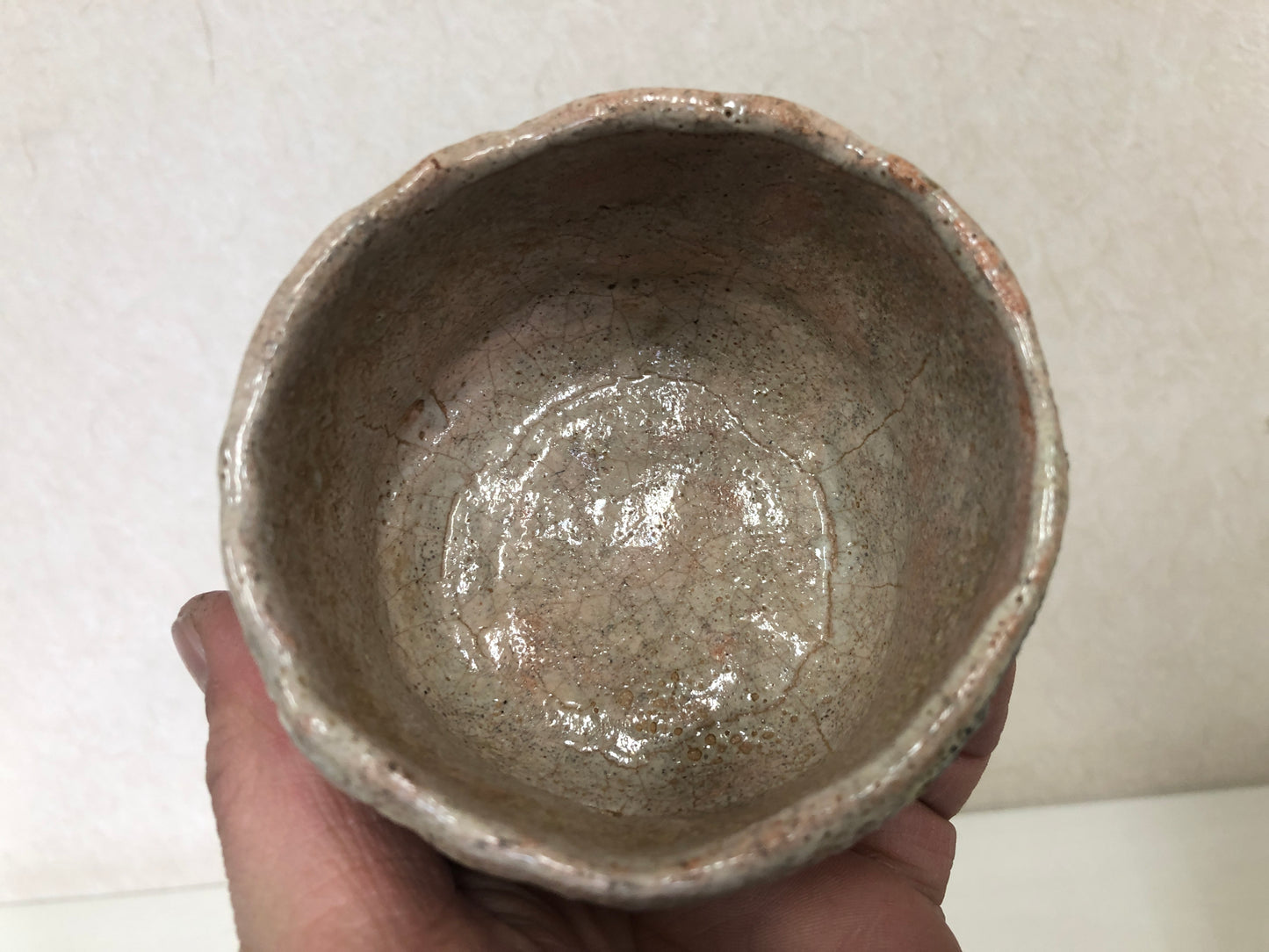 Y4110 CHAWAN Raku-ware Red small Japan antique tea ceremony pottery bowl