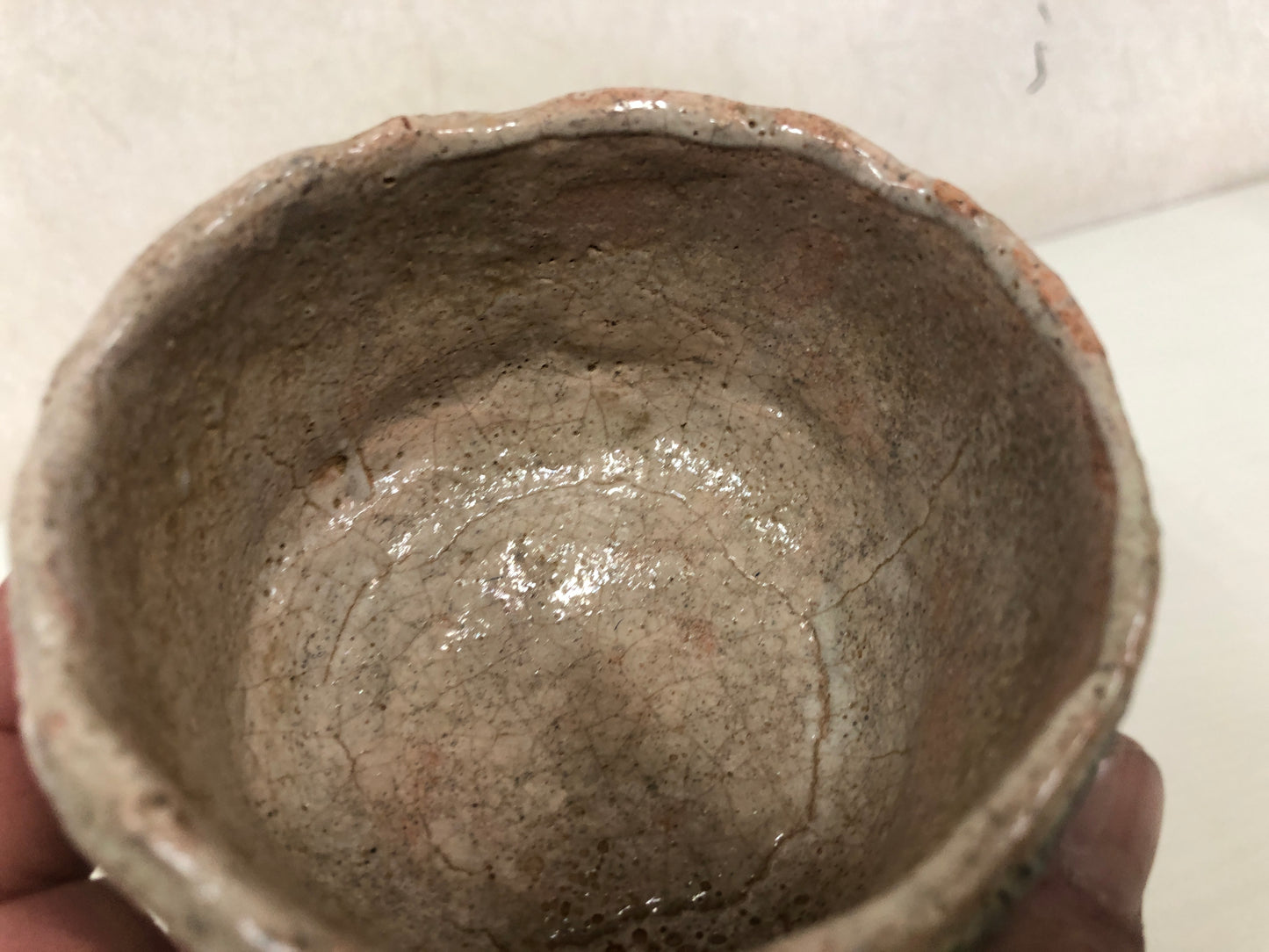Y4110 CHAWAN Raku-ware Red small Japan antique tea ceremony pottery bowl