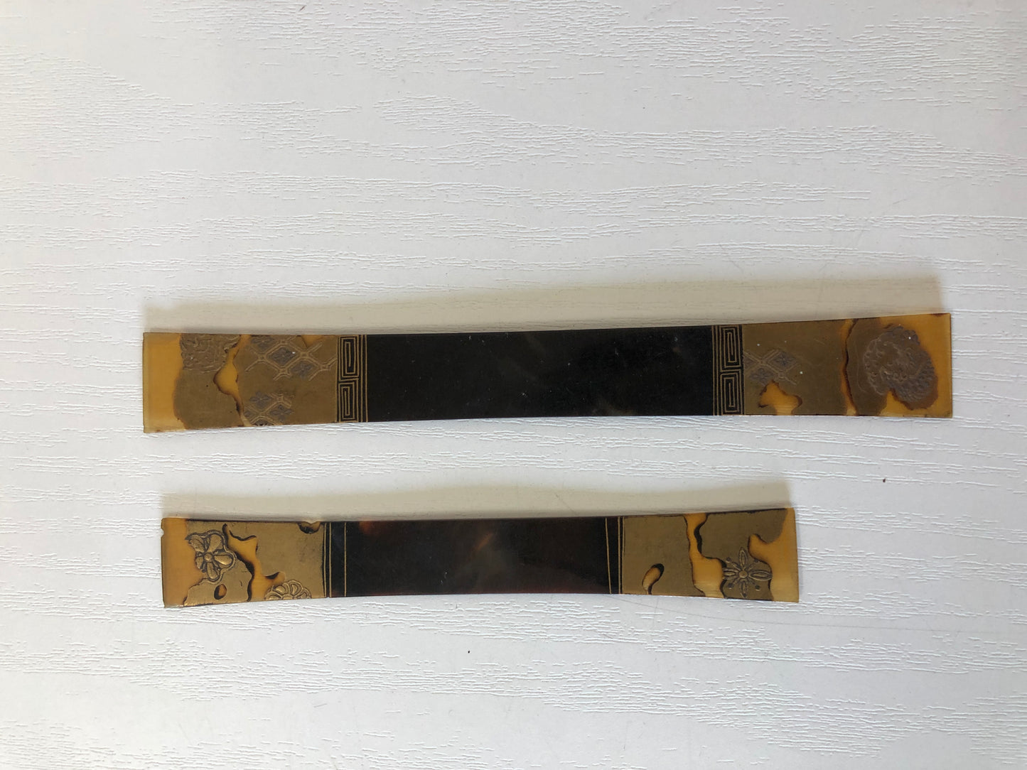 Y4118 KOUGAI Hair dressing tools Makie pair set box Japan antique kimono