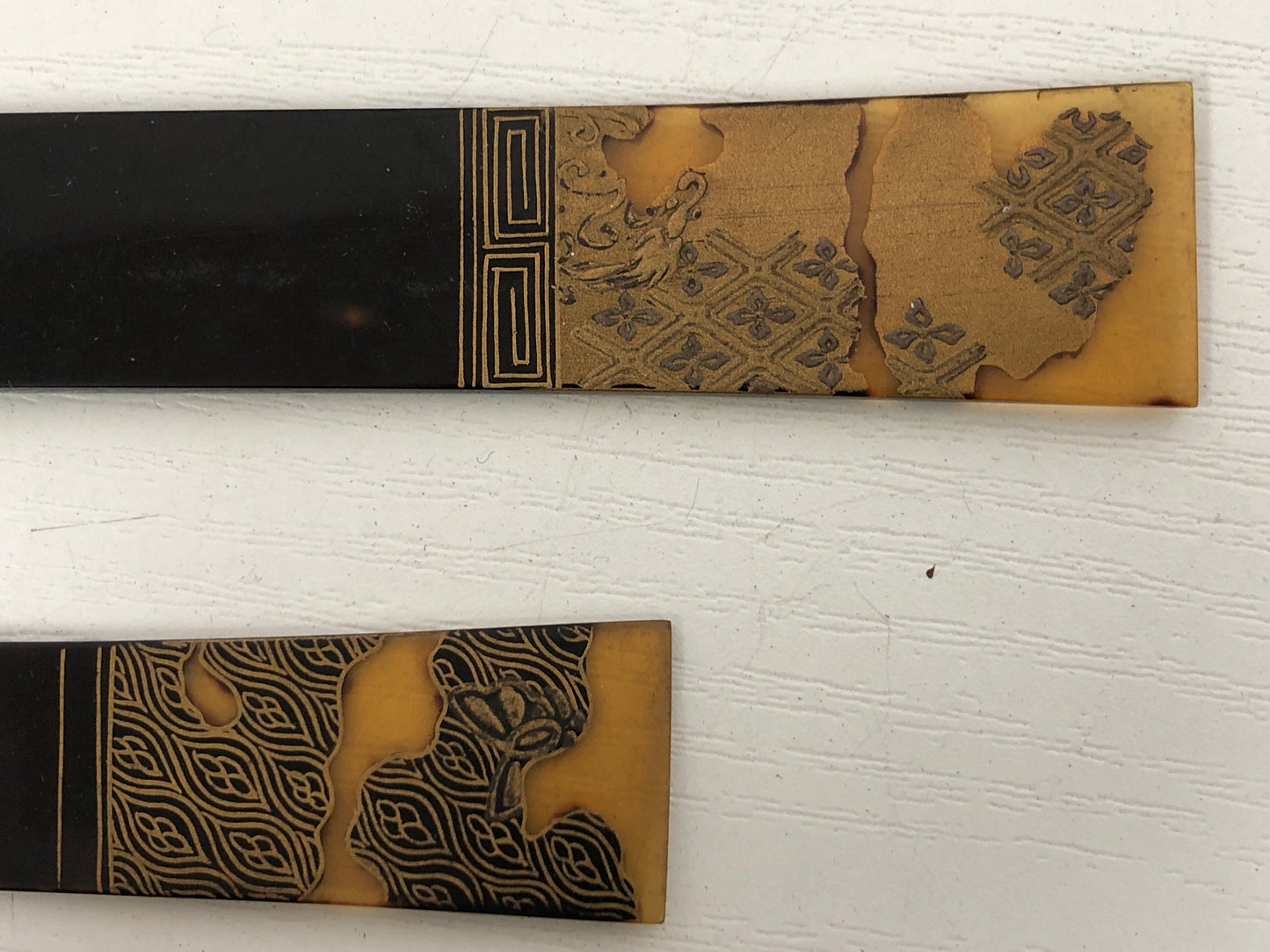 Y4118 KOUGAI Hair dressing tools Makie pair set box Japan antique kimono