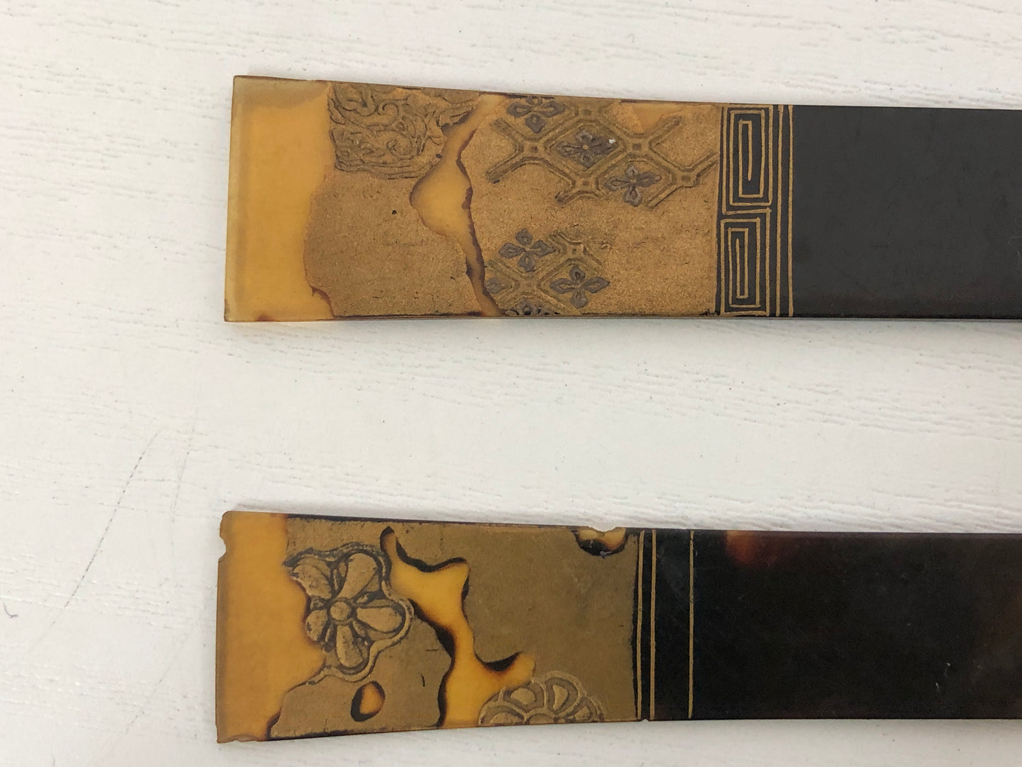 Y4118 KOUGAI Hair dressing tools Makie pair set box Japan antique kimono