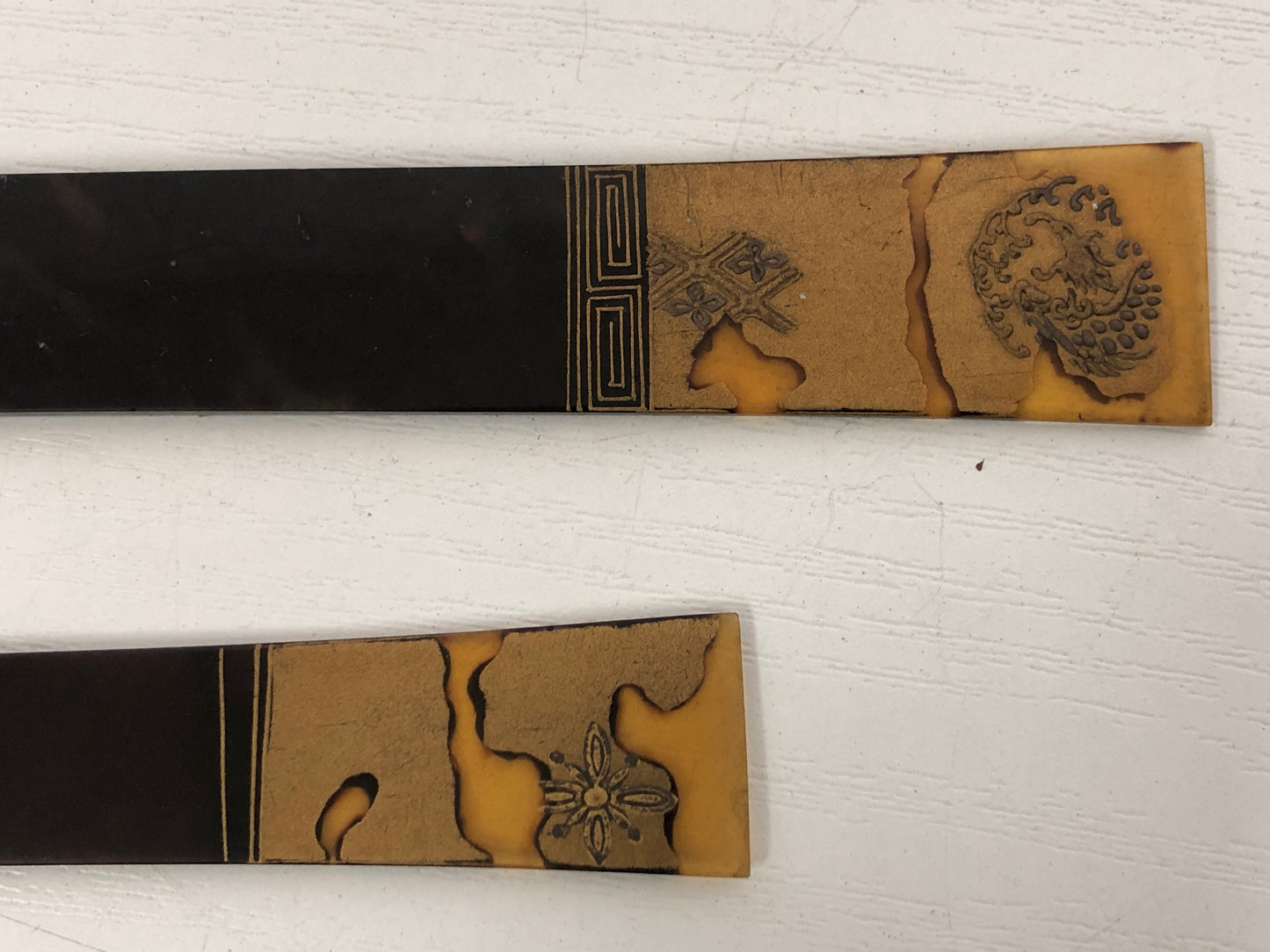 Y4118 KOUGAI Hair dressing tools Makie pair set box Japan antique kimono