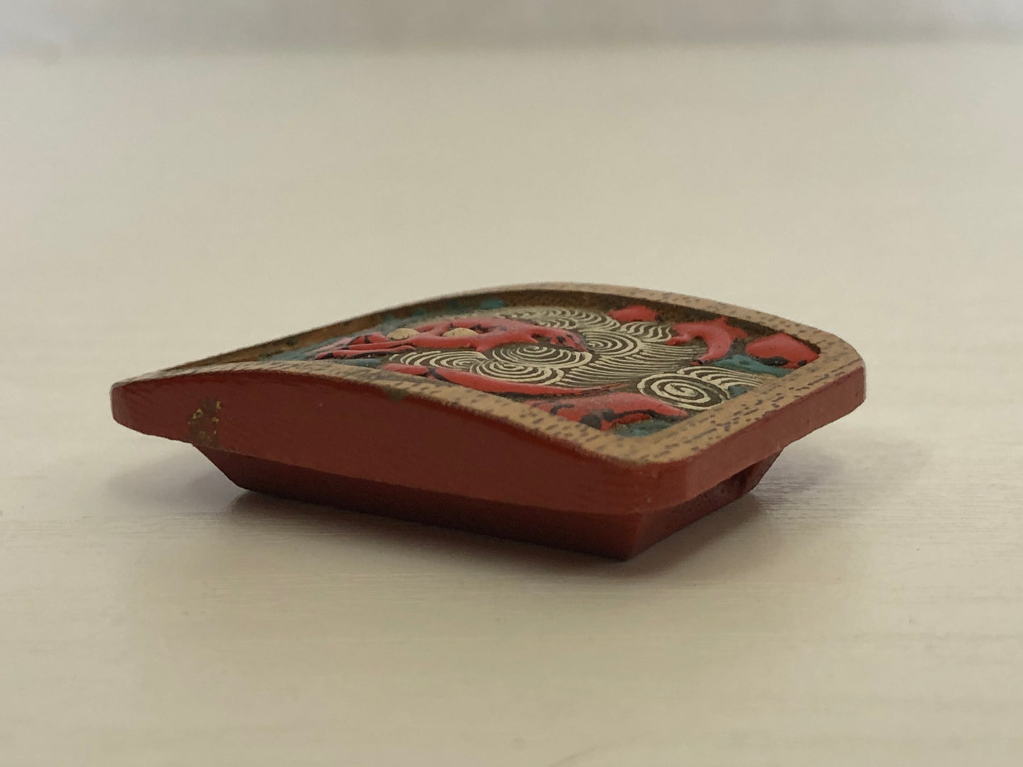 Y4122 OBIDOME Sash Clip brooch Lion bamboo work Japanese Kimono vintage antique