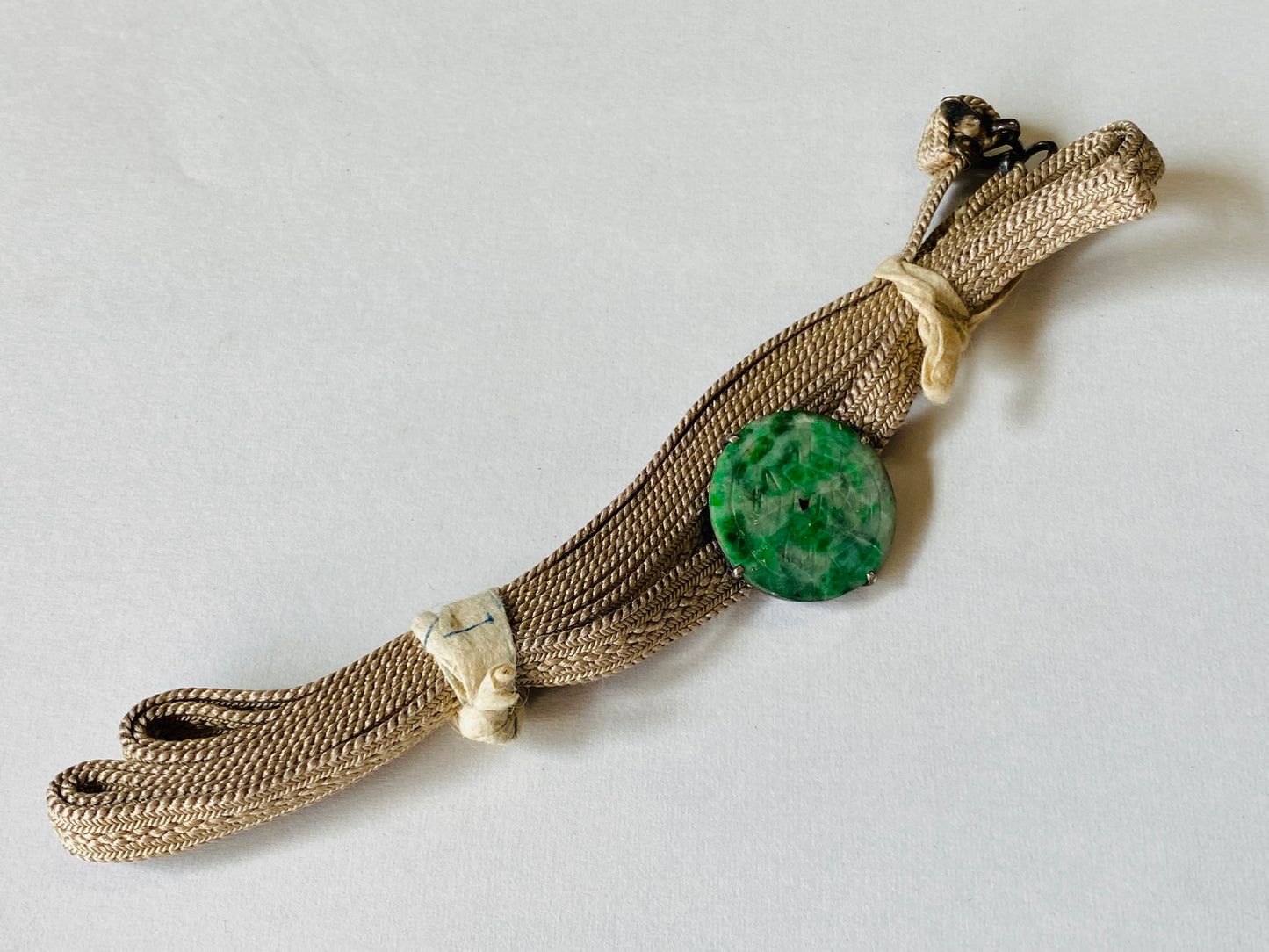 Y4125 OBIDOME Sash Clip brooch Jade old coin Japanese Kimono vintage antique