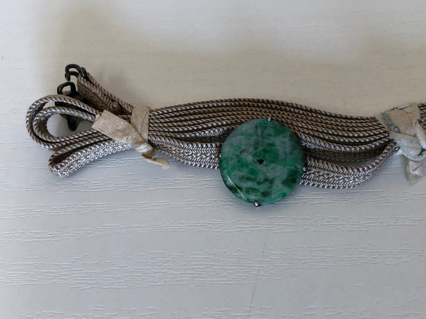 Y4125 OBIDOME Sash Clip brooch Jade old coin Japanese Kimono vintage antique