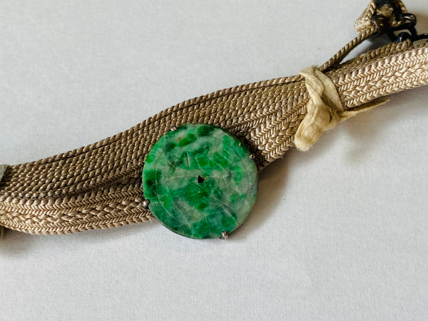 Y4125 OBIDOME Sash Clip brooch Jade old coin Japanese Kimono vintage antique