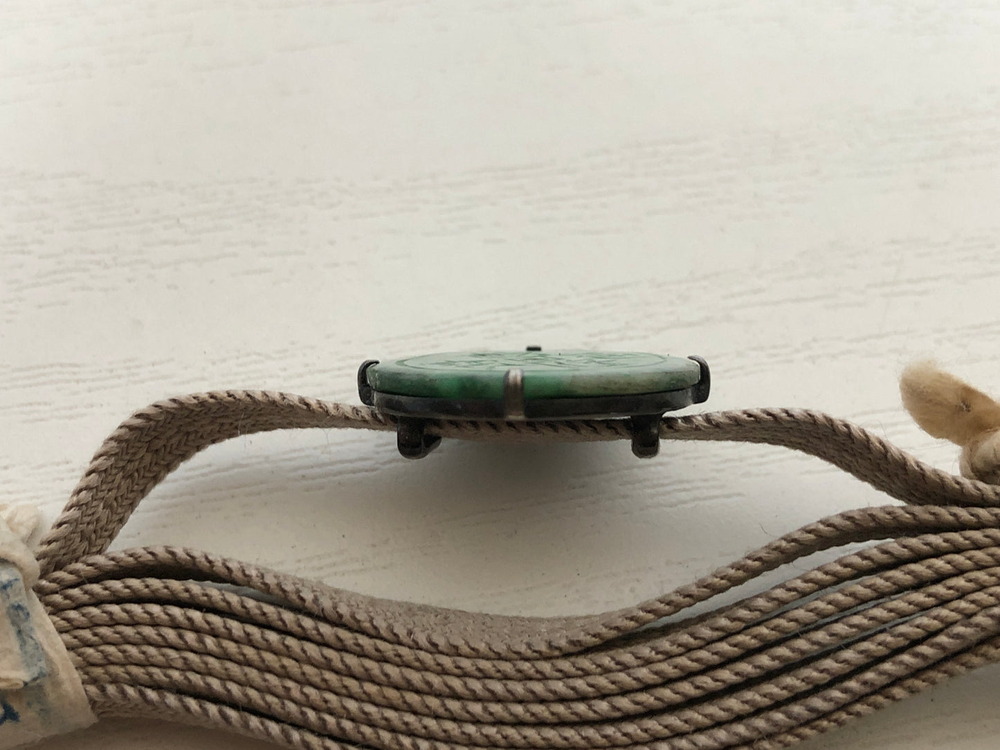 Y4125 OBIDOME Sash Clip brooch Jade old coin Japanese Kimono vintage antique