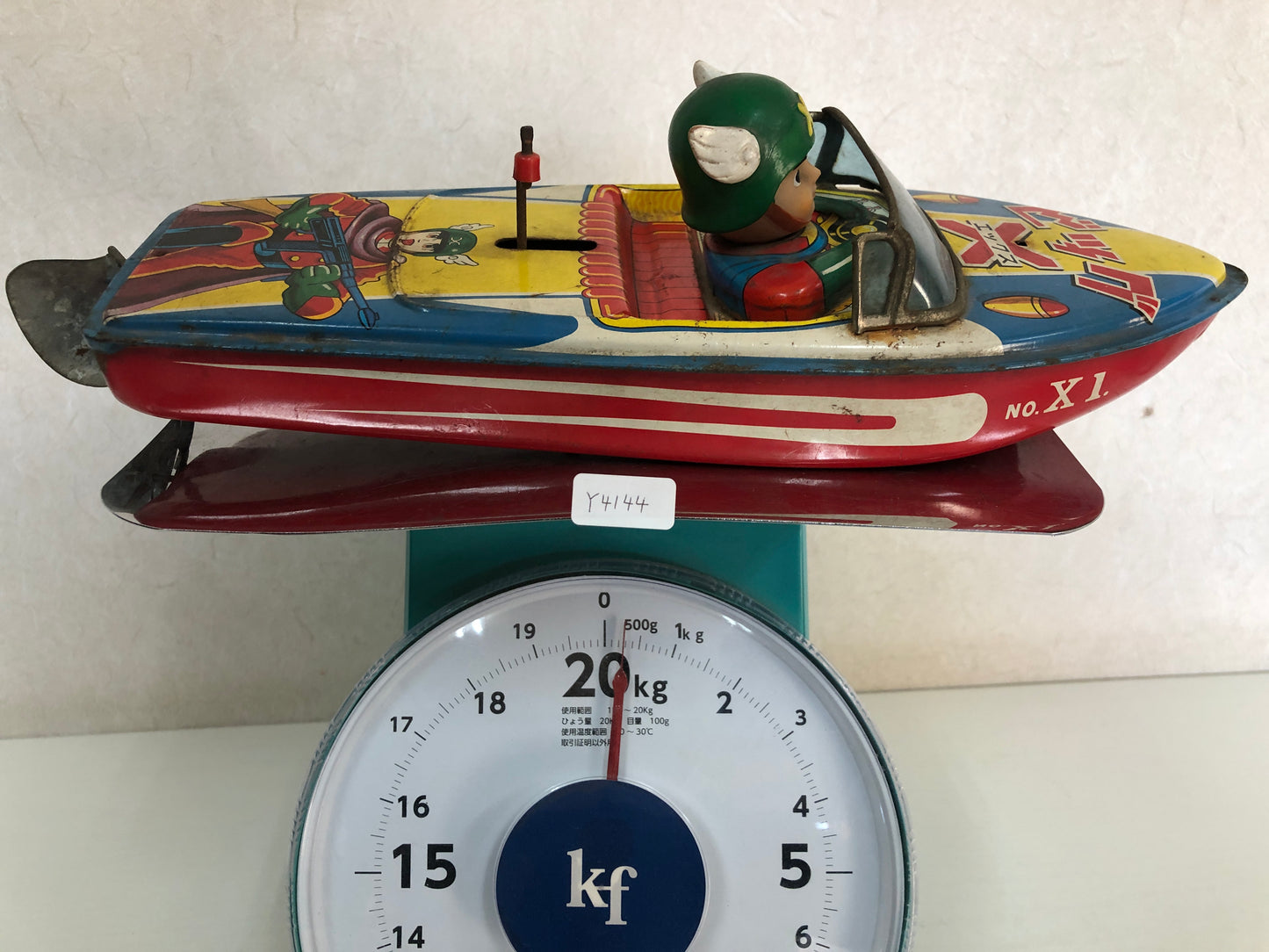 Y4144 TIN TOY Motorboat boat ship speedboat powerboat Japanese antique vintage