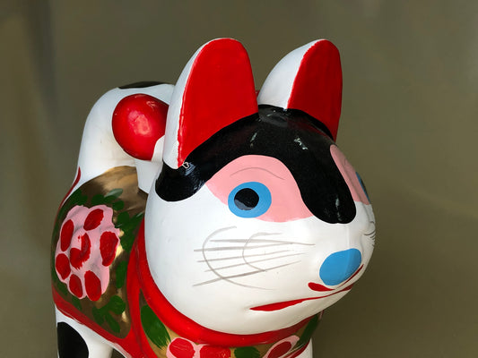 Y4185 OKIMONO papier mache Guardian dog figure Japan antique vintage decor