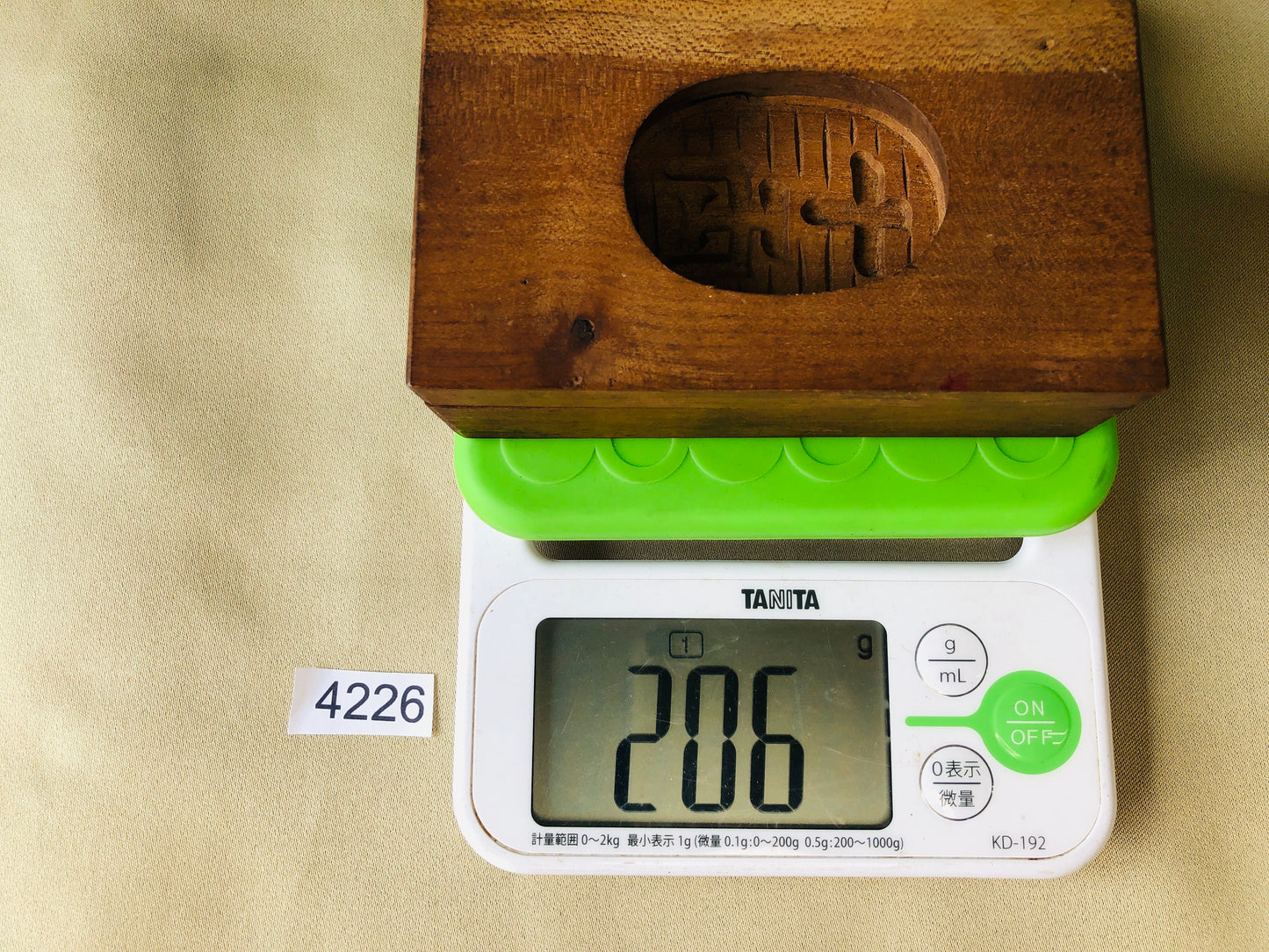 Y4226 KASHIGATA Oval Gold Coin Japan antique Wooden Pastry Mold wagashi