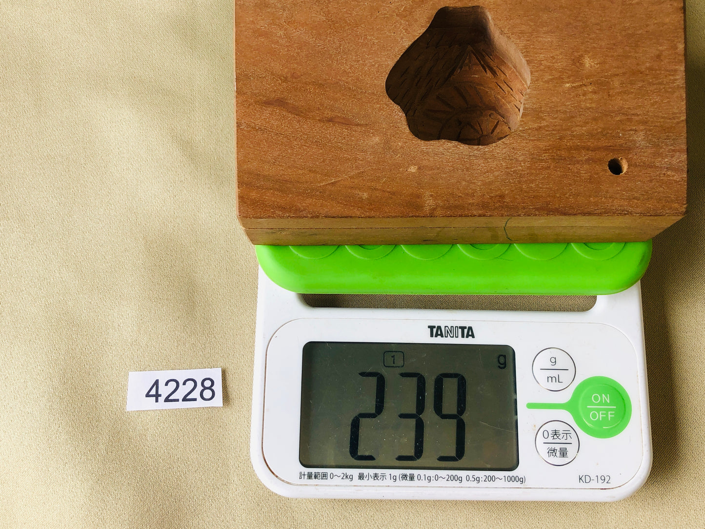 Y4228 KASHIGATA Watermill Japan antique Wooden Pastry Mold wagashi confectionery