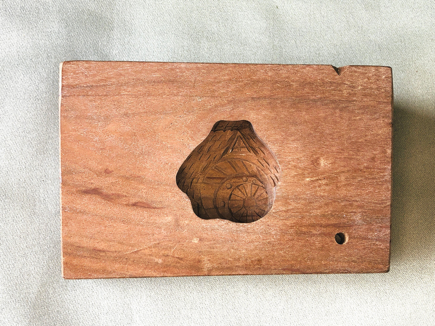 Y4228 KASHIGATA Watermill Japan antique Wooden Pastry Mold wagashi confectionery