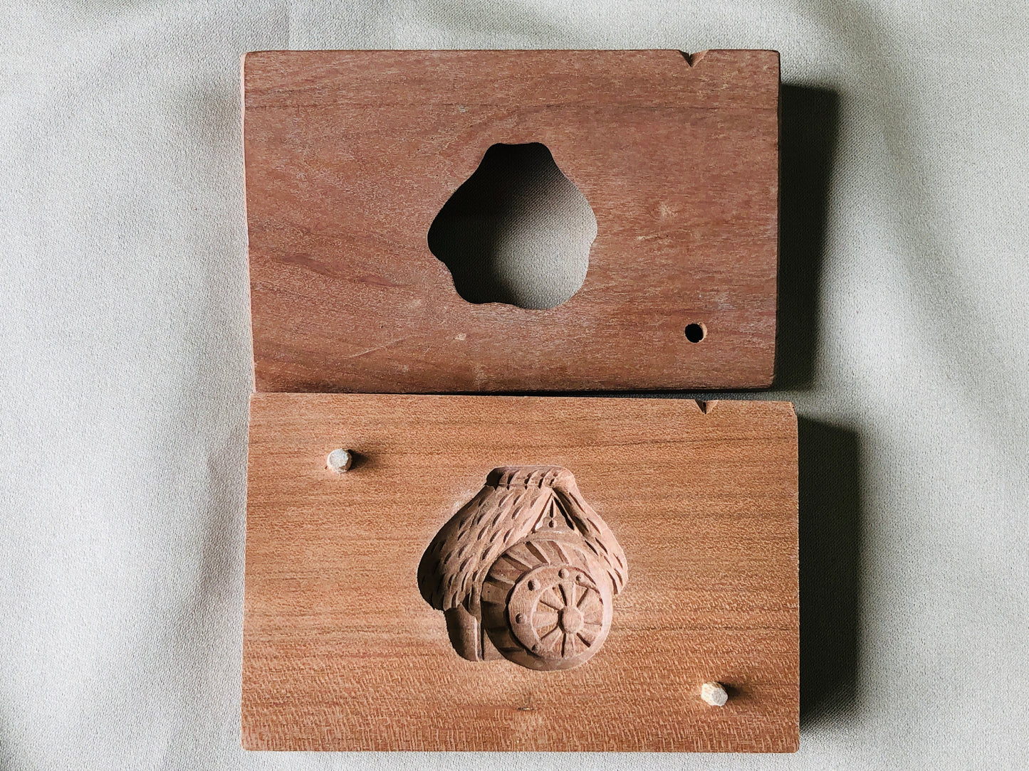 Y4228 KASHIGATA Watermill Japan antique Wooden Pastry Mold wagashi confectionery