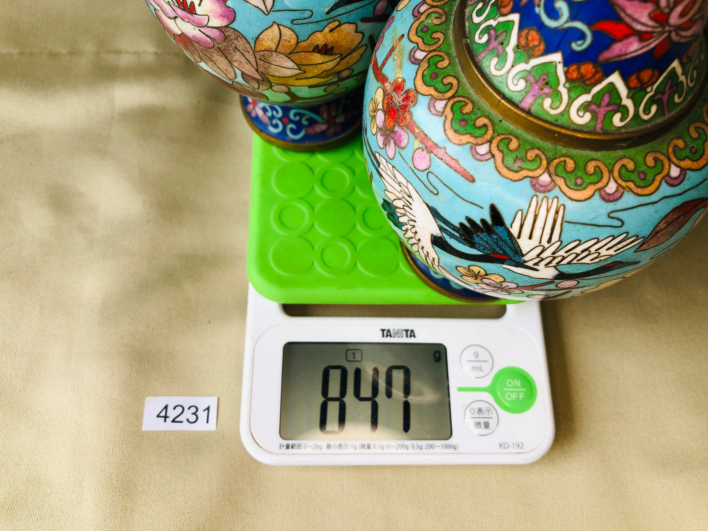 Y4231 FLOWER VASE Chinese Cloisonne pair China ikebana decor antique interior