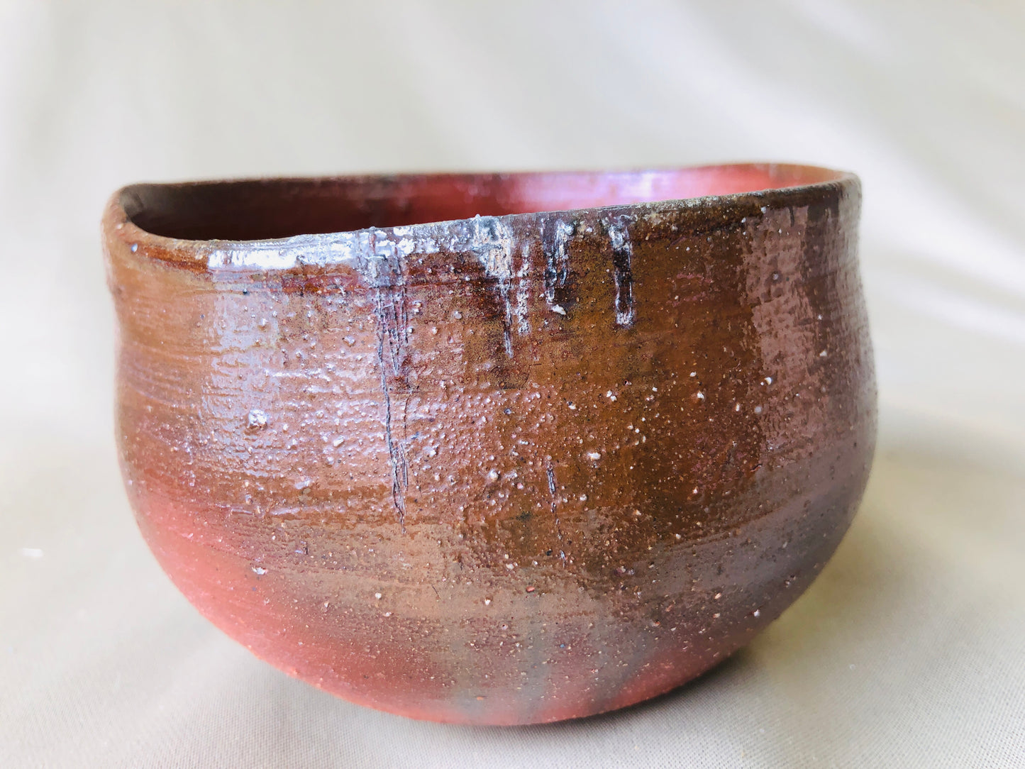 Y4239 CHAWAN Bizen-ware signed box Japan antique tea ceremony pottery bowl