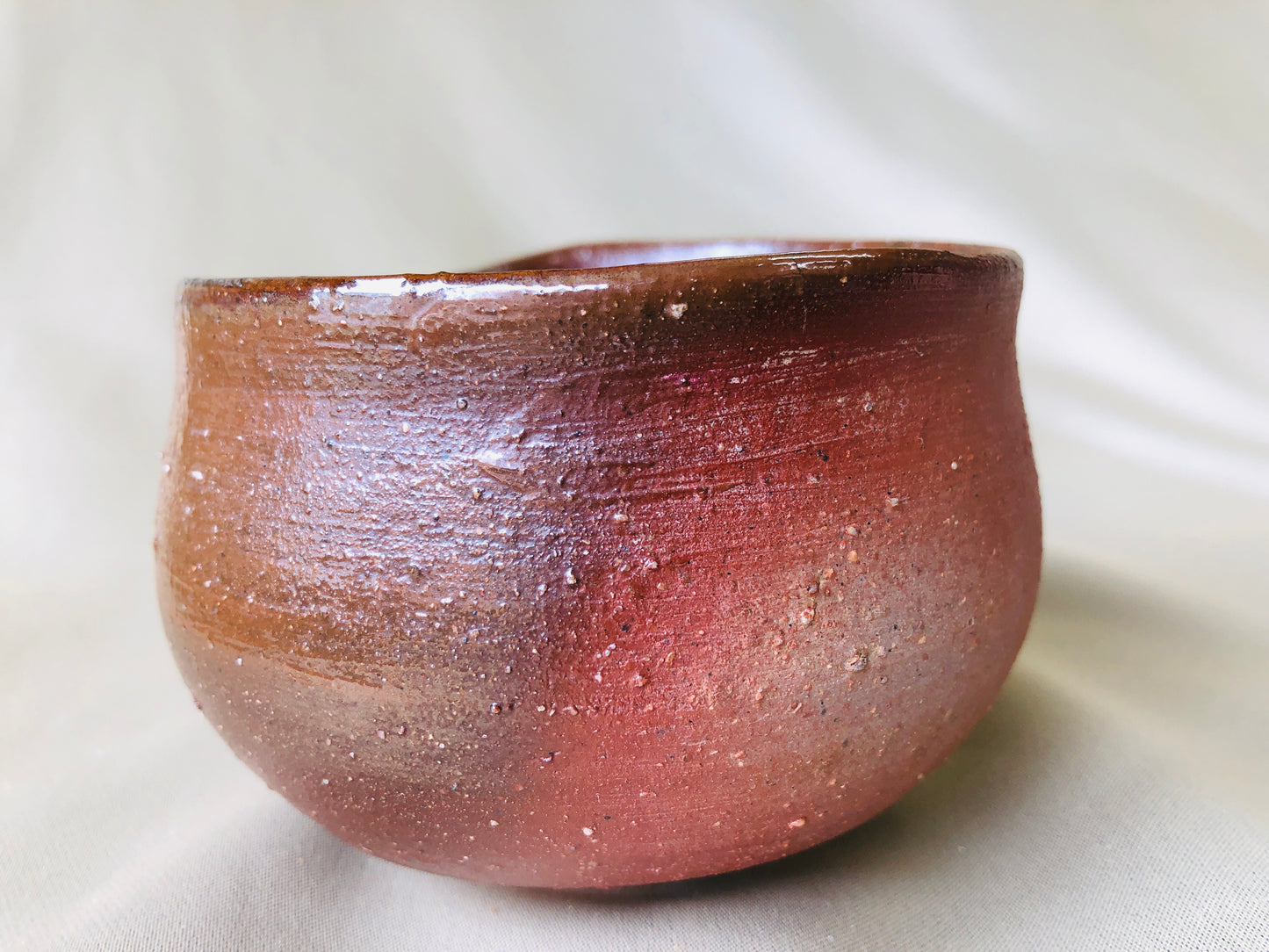 Y4239 CHAWAN Bizen-ware signed box Japan antique tea ceremony pottery bowl