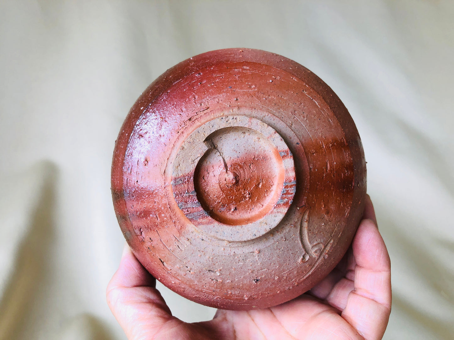 Y4239 CHAWAN Bizen-ware signed box Japan antique tea ceremony pottery bowl