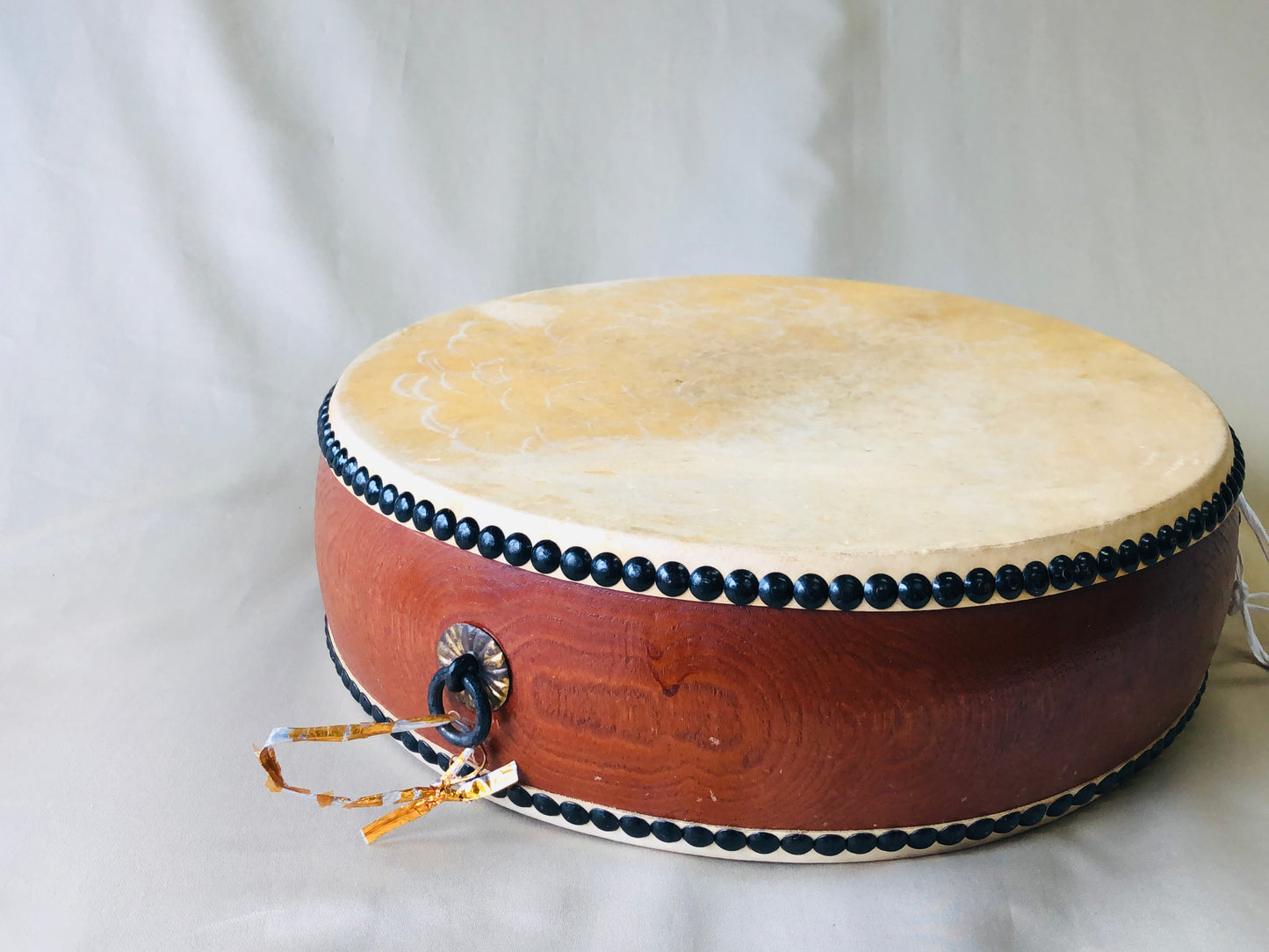 Y4274 TAIKO Flat Drum sound musical instrument Japan vintage antique traditional
