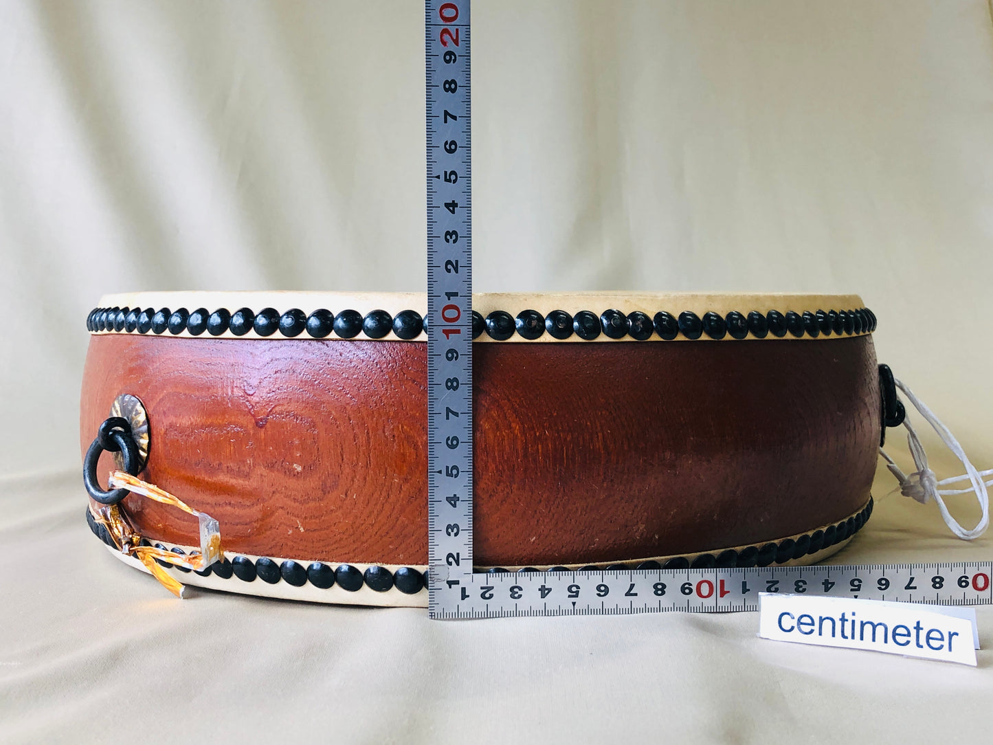 Y4274 TAIKO Flat Drum sound musical instrument Japan vintage antique traditional