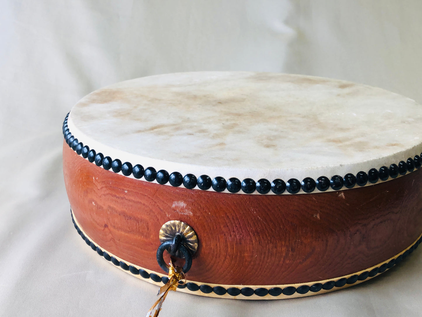 Y4274 TAIKO Flat Drum sound musical instrument Japan vintage antique traditional