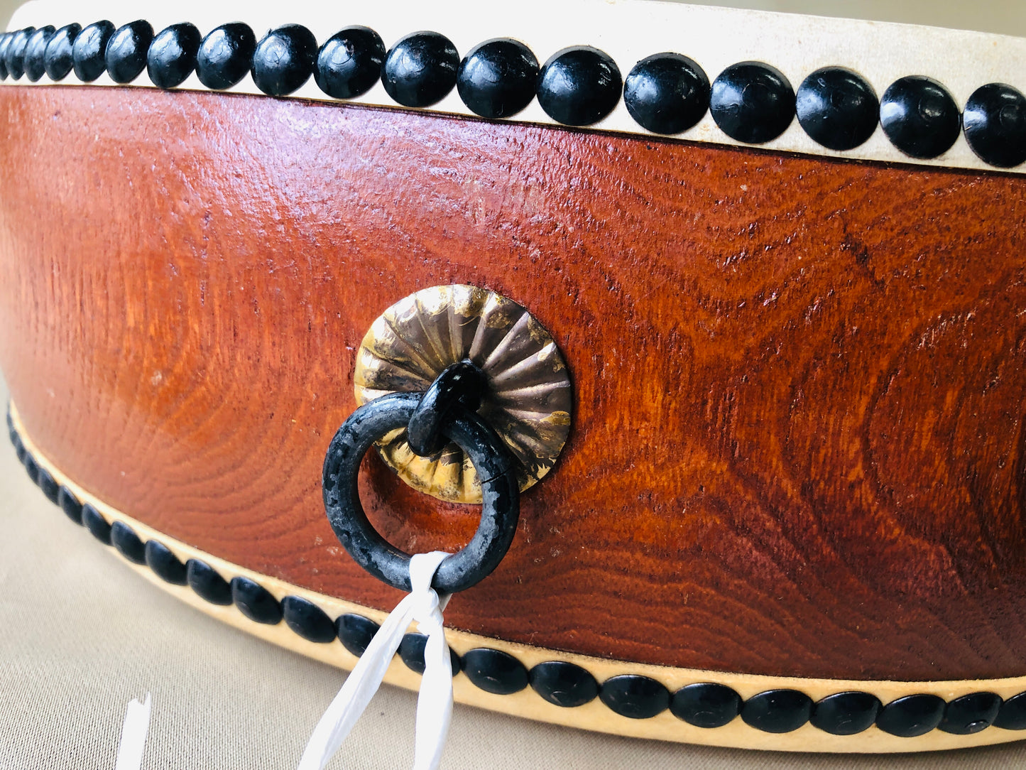 Y4274 TAIKO Flat Drum sound musical instrument Japan vintage antique traditional
