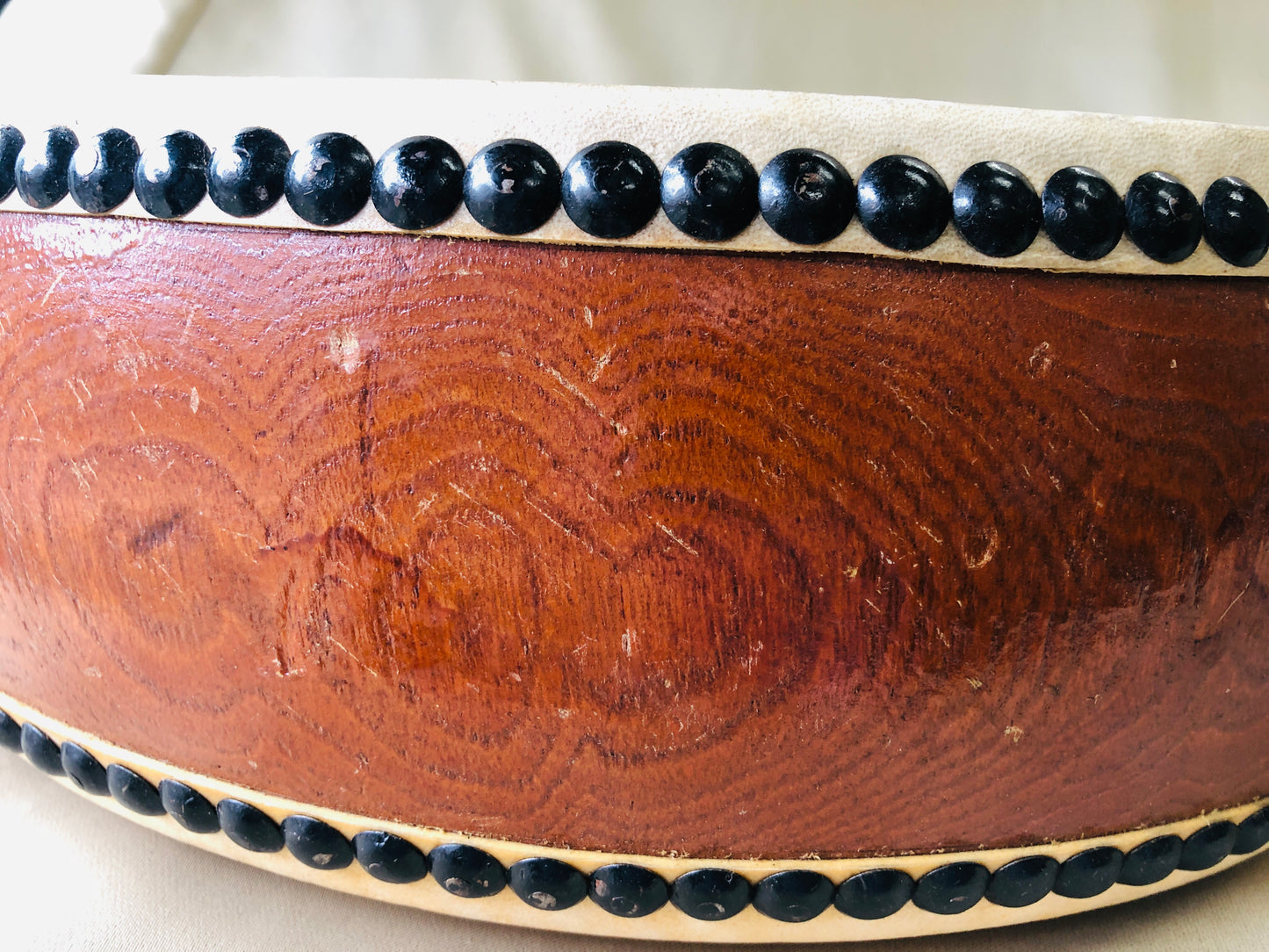 Y4274 TAIKO Flat Drum sound musical instrument Japan vintage antique traditional
