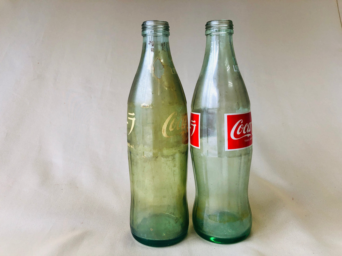 Y4281 BOTTLE Coca-Cola empty 1 liter soda set Japanese antique vintage Japan