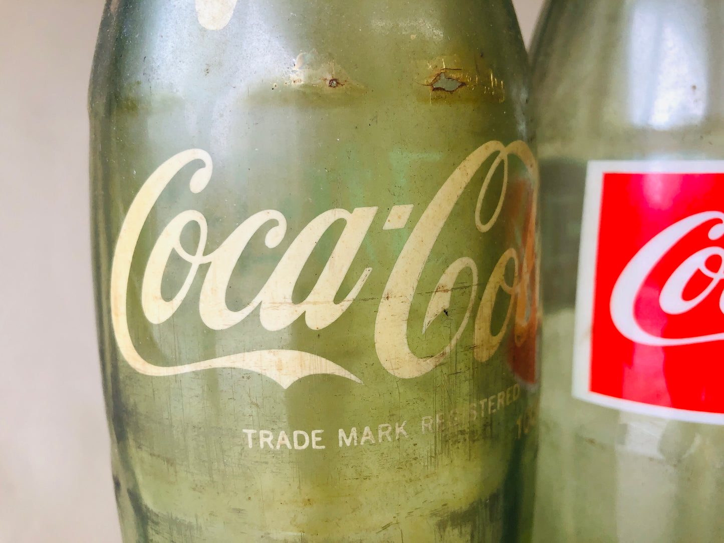 Y4281 BOTTLE Coca-Cola empty 1 liter soda set Japanese antique vintage Japan
