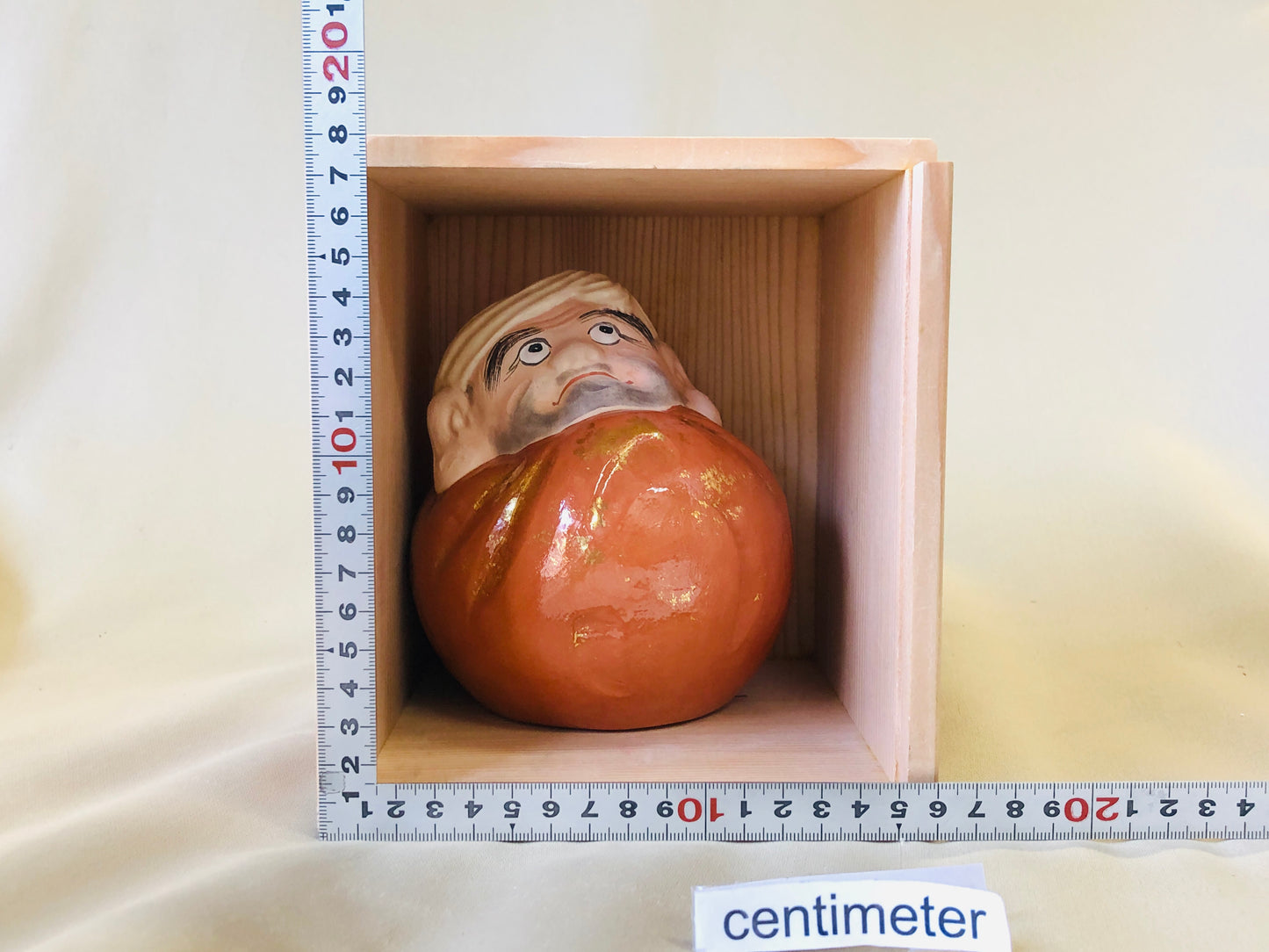 Y4290 OKIMONO Seto-ware Daruma figure figurine signed box Japan antique vintage