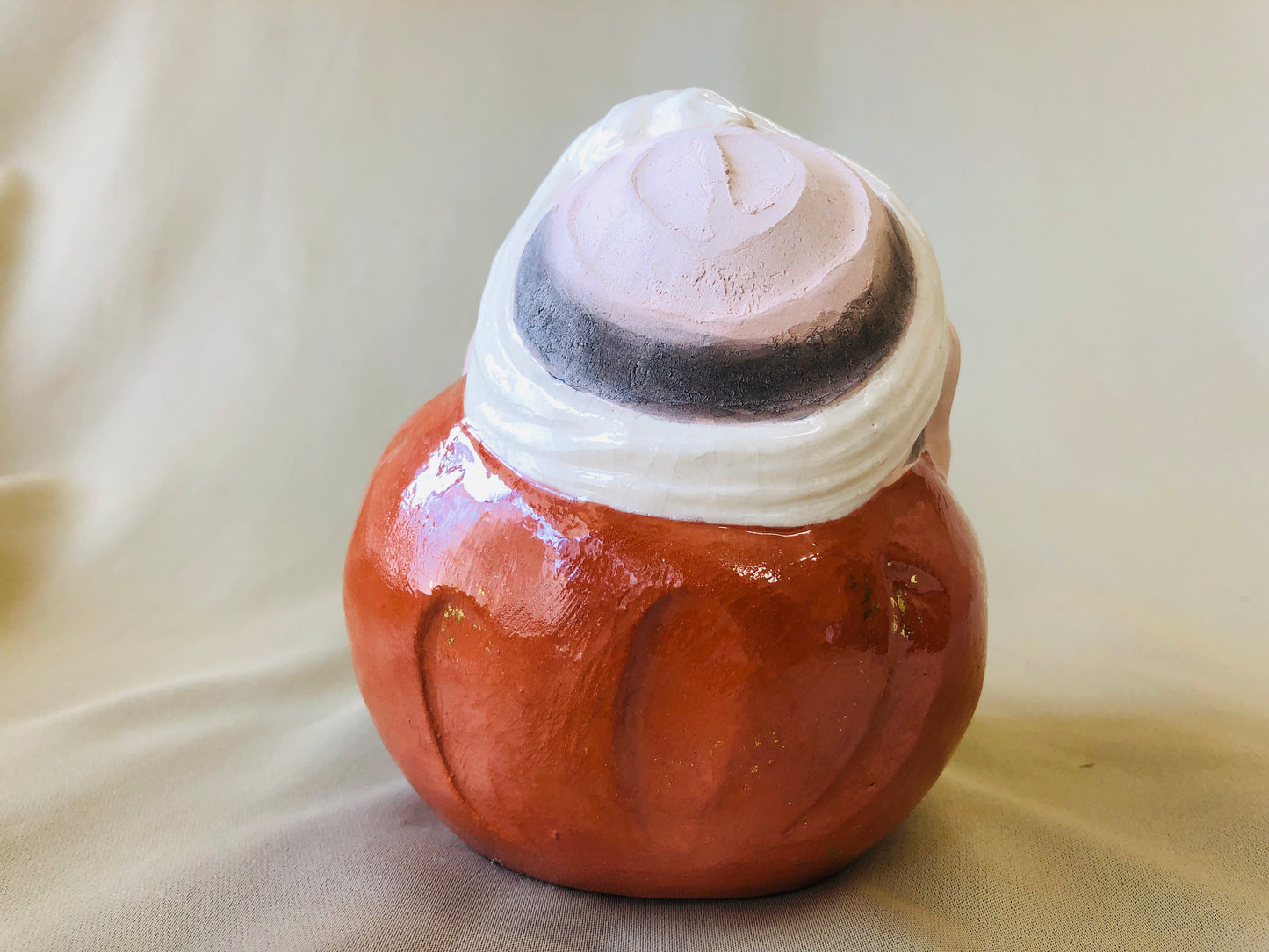 Y4290 OKIMONO Seto-ware Daruma figure figurine signed box Japan antique vintage