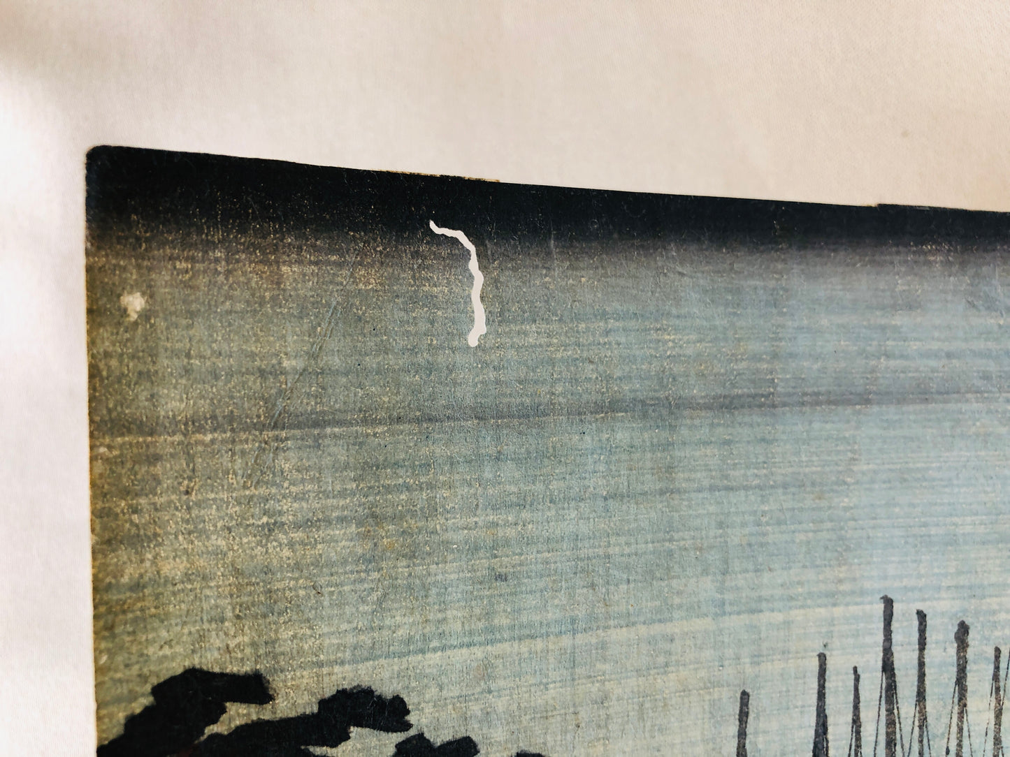 Y4297 WOODBLOCK PRINT Toyokuni person landscape Japan Ukiyoe art antique vintage
