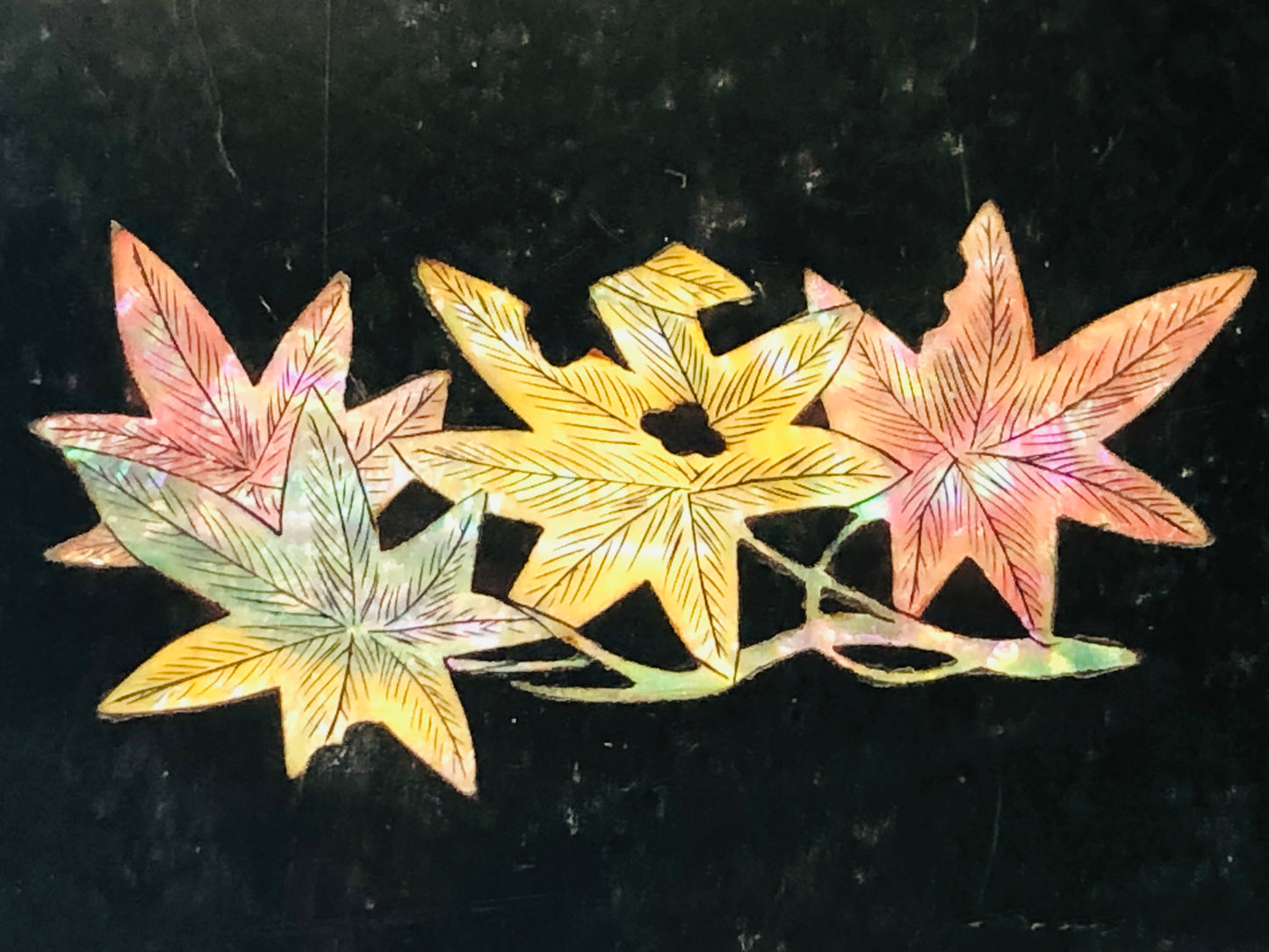 Y4373 BOX Makie Suzuri case autumn leaves Japan antique vintage storage interior