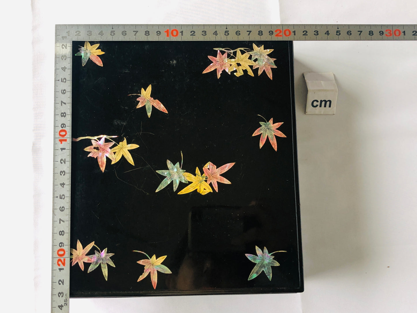 Y4373 BOX Makie Suzuri case autumn leaves Japan antique vintage storage interior