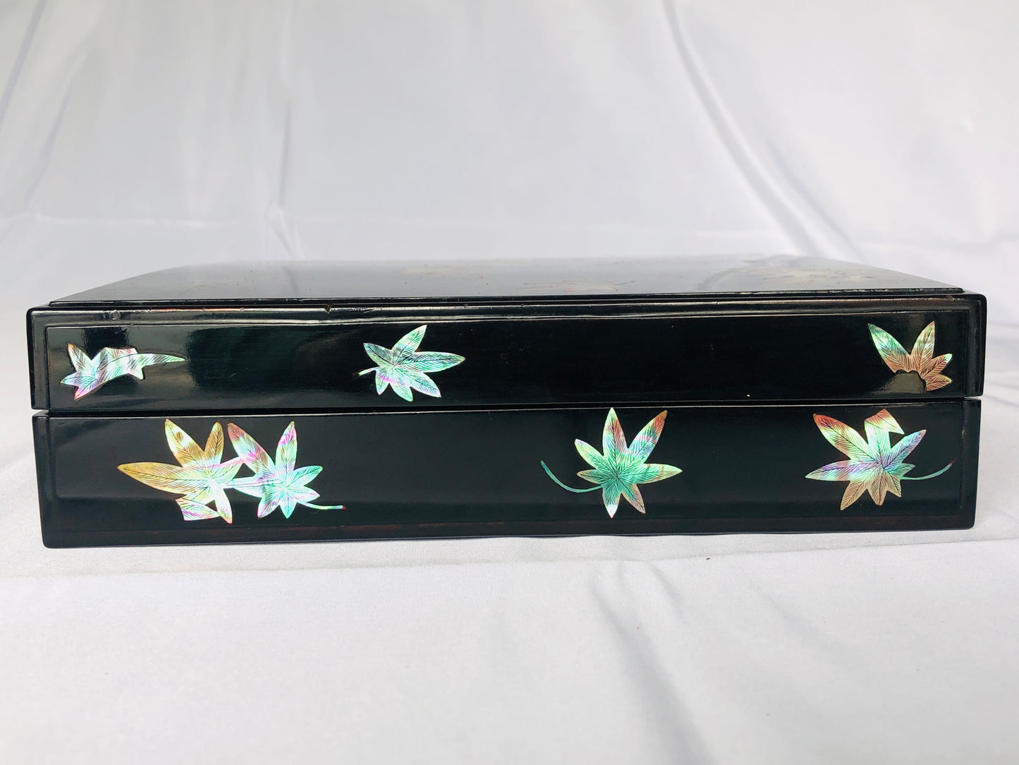 Y4373 BOX Makie Suzuri case autumn leaves Japan antique vintage storage interior