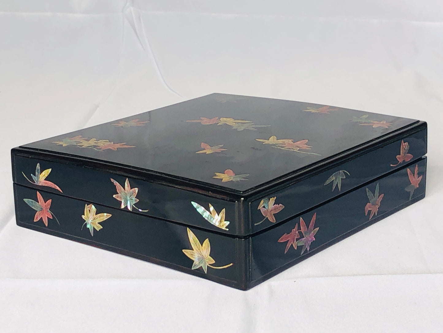Y4373 BOX Makie Suzuri case autumn leaves Japan antique vintage storage interior