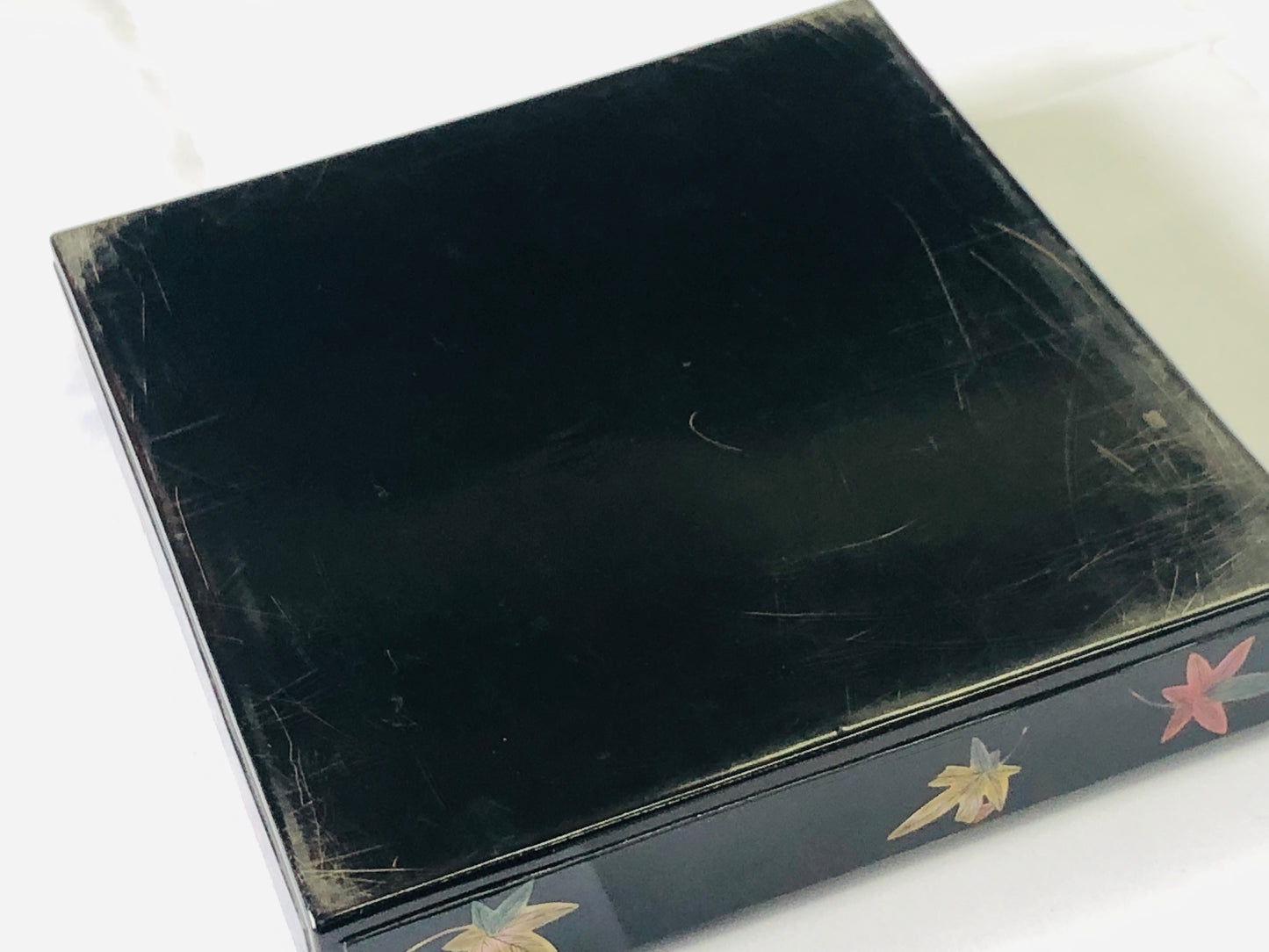 Y4373 BOX Makie Suzuri case autumn leaves Japan antique vintage storage interior