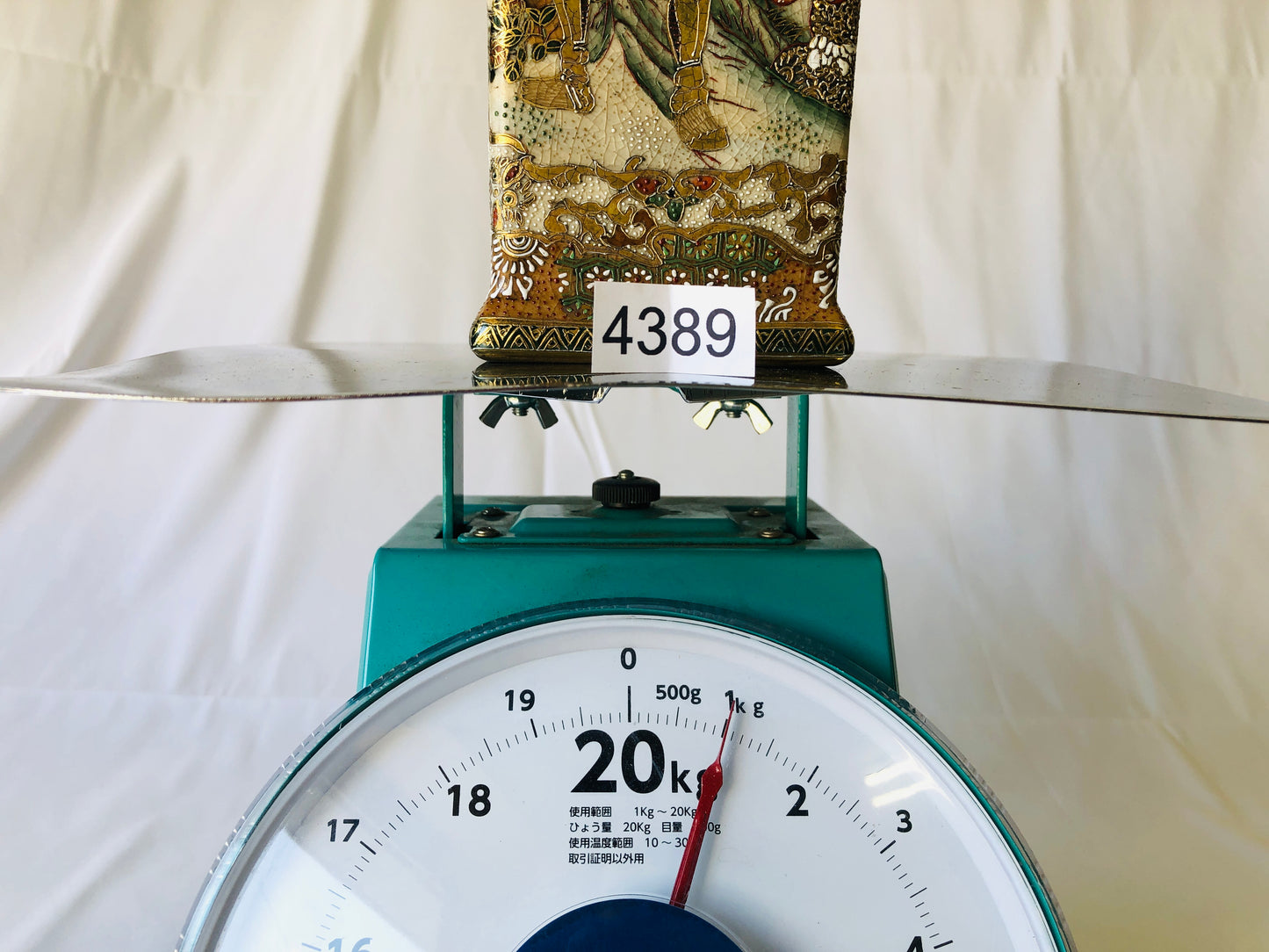 Y4389 FLOWER VASE Satsuma-ware samurai warrior picture Japan ikebana antique