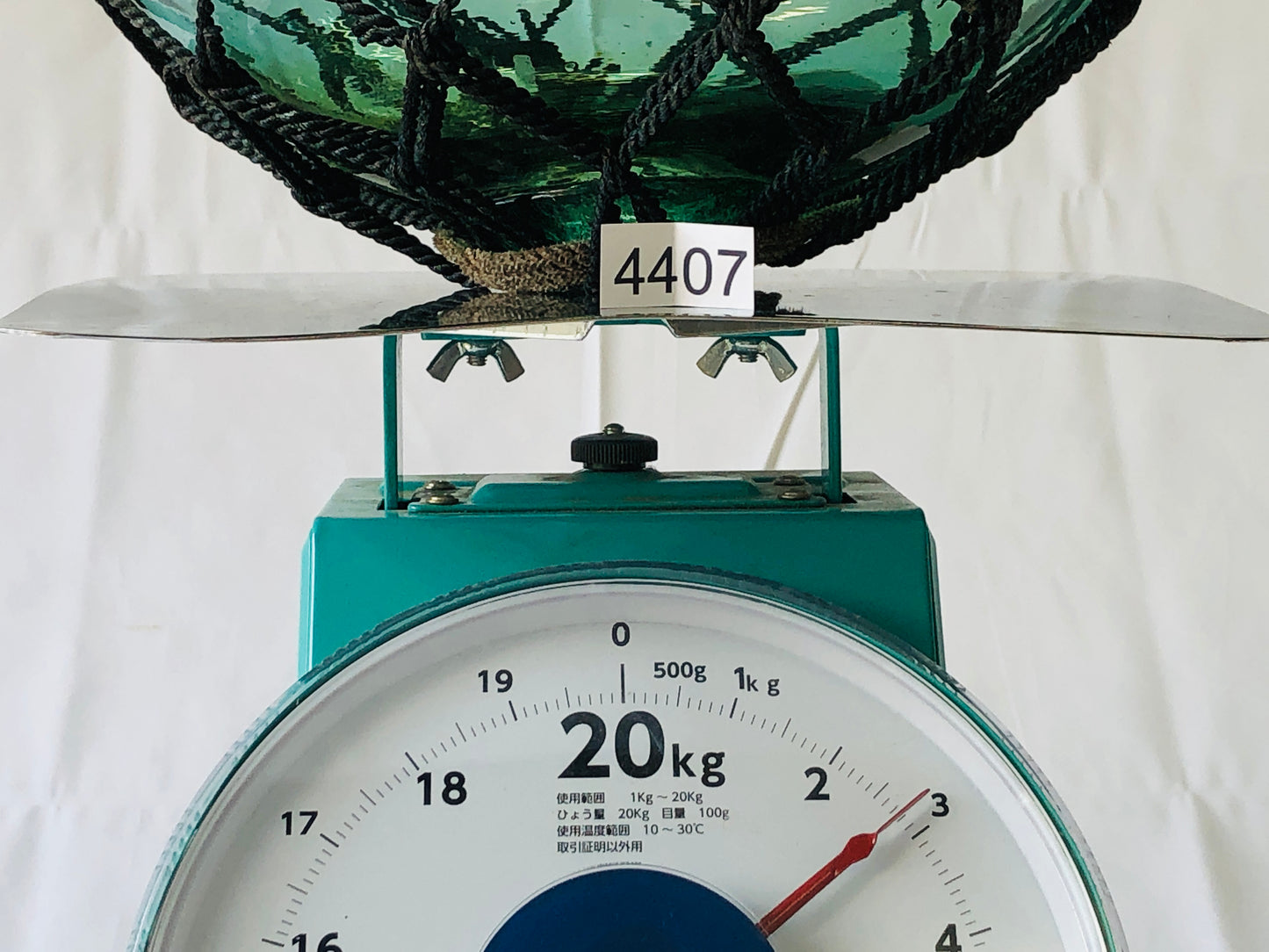 Y4407 FLOAT Glass Floating Ball fishing bouy net Japanese antique vintage Japan