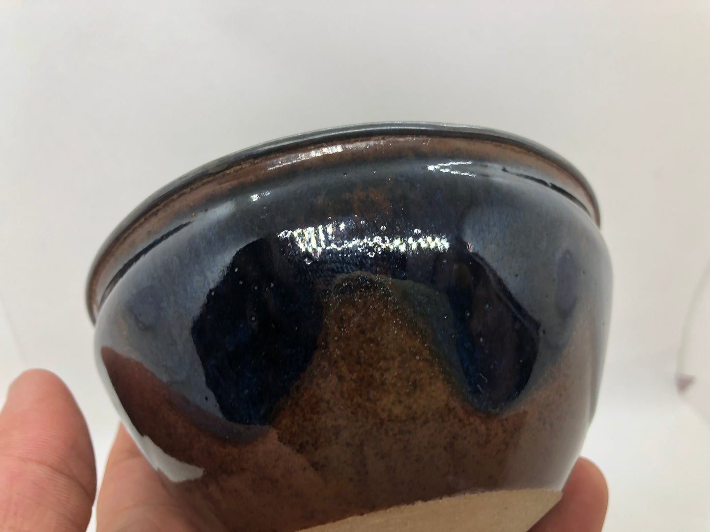 Y4432 CHAWAN Tenmoku signed Silver rim edge signed Japan antique tea ceremony