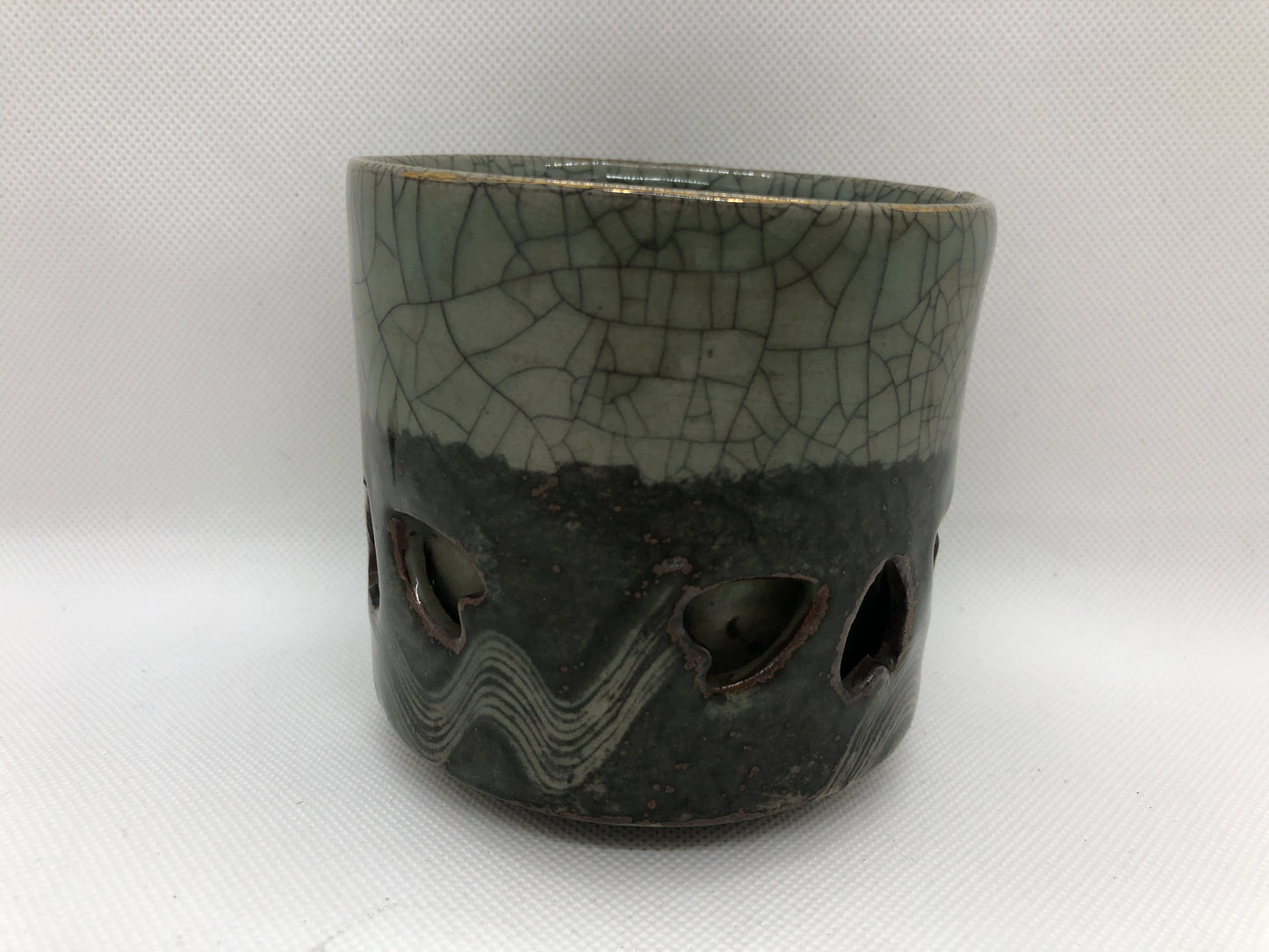 Y4433 CHAWAN Soma-ware signed Japan antique tea ceremony pottery bowl cup