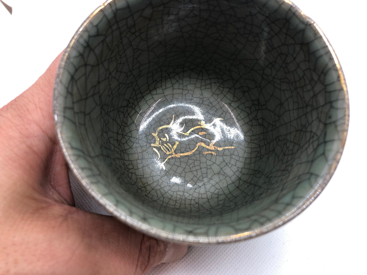 Y4433 CHAWAN Soma-ware signed Japan antique tea ceremony pottery bowl cup