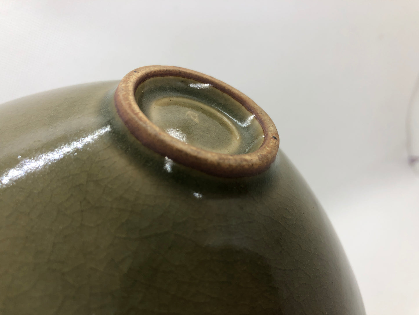 Y4435 CHAWAN Chinese celadon flat bowl China antique tea ceremony pottery